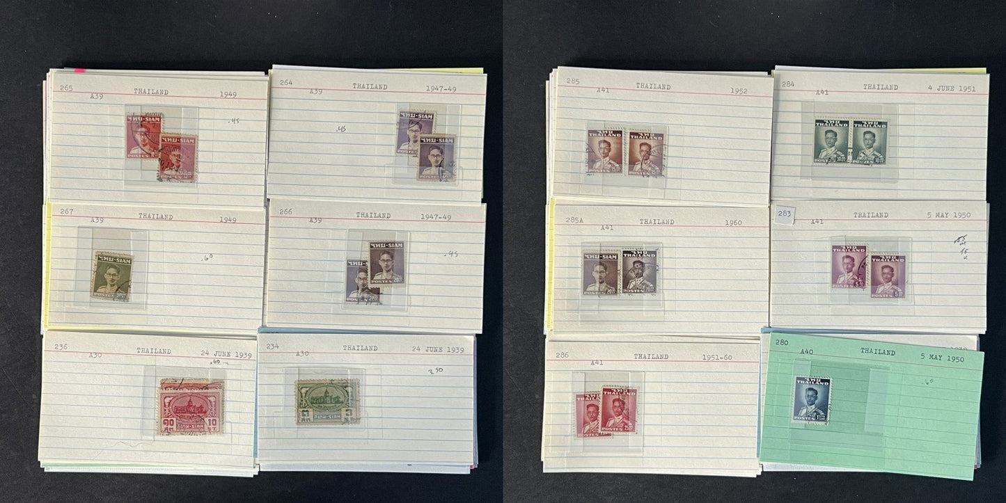 Thailand Stamp Collection on Dealer Cards $331 Catalog Value ZAYIX 0825CB14548