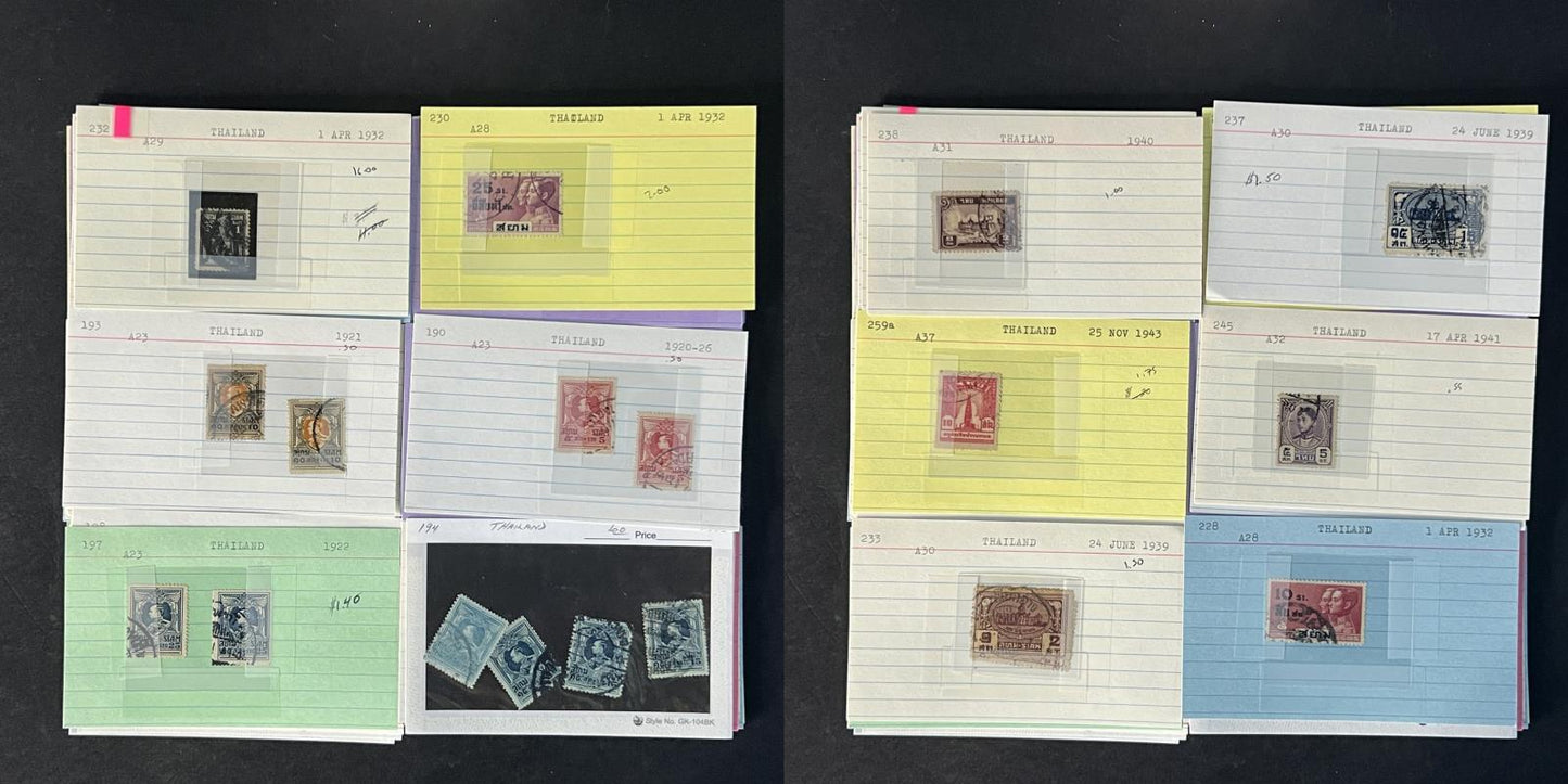 Thailand Stamp Collection on Dealer Cards $331 Catalog Value ZAYIX 0825CB14548