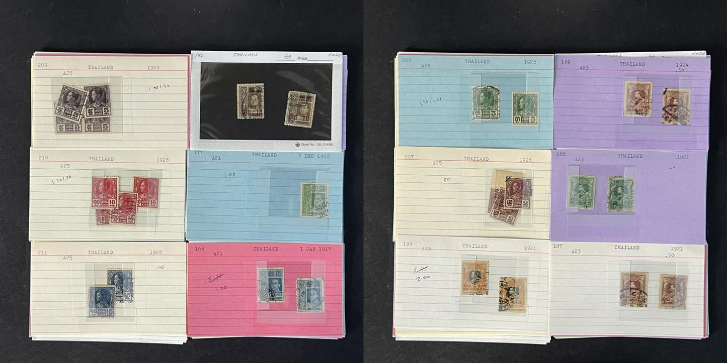 Thailand Stamp Collection on Dealer Cards $331 Catalog Value ZAYIX 0825CB14548