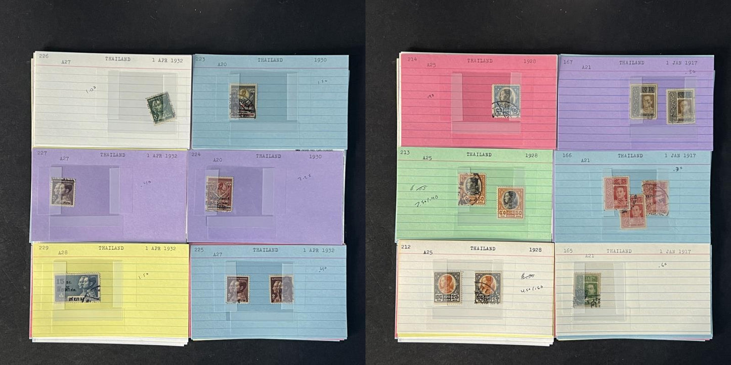 Thailand Stamp Collection on Dealer Cards $331 Catalog Value ZAYIX 0825CB14548