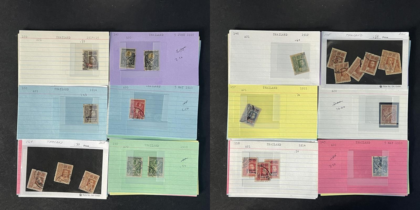 Thailand Stamp Collection on Dealer Cards $331 Catalog Value ZAYIX 0825CB14548