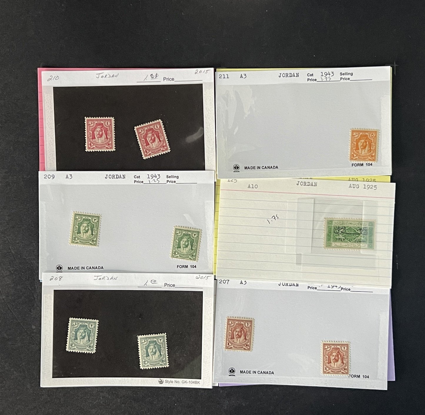 Jordan Stamp Collection on Dealer Cards $154 Catalog Value ZAYIX 0825CB14563