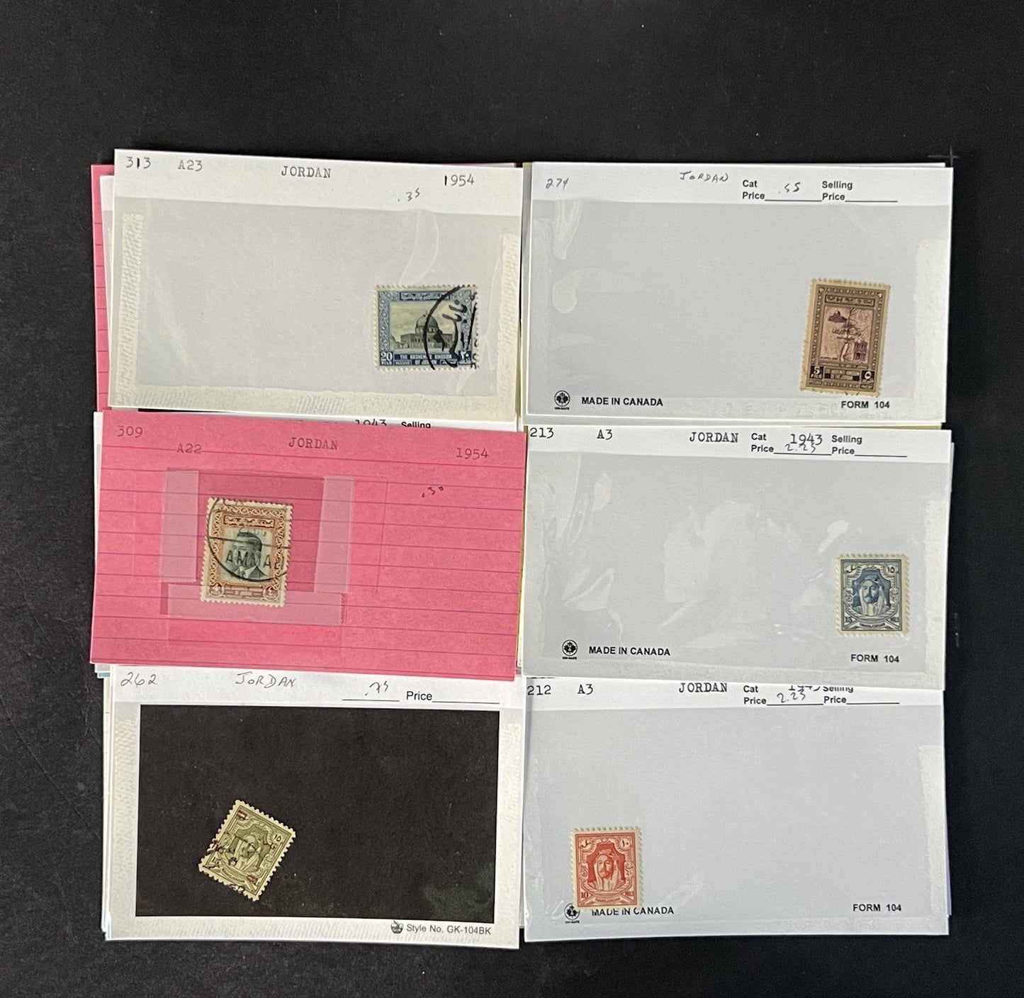 Jordan Stamp Collection on Dealer Cards $154 Catalog Value ZAYIX 0825CB14563