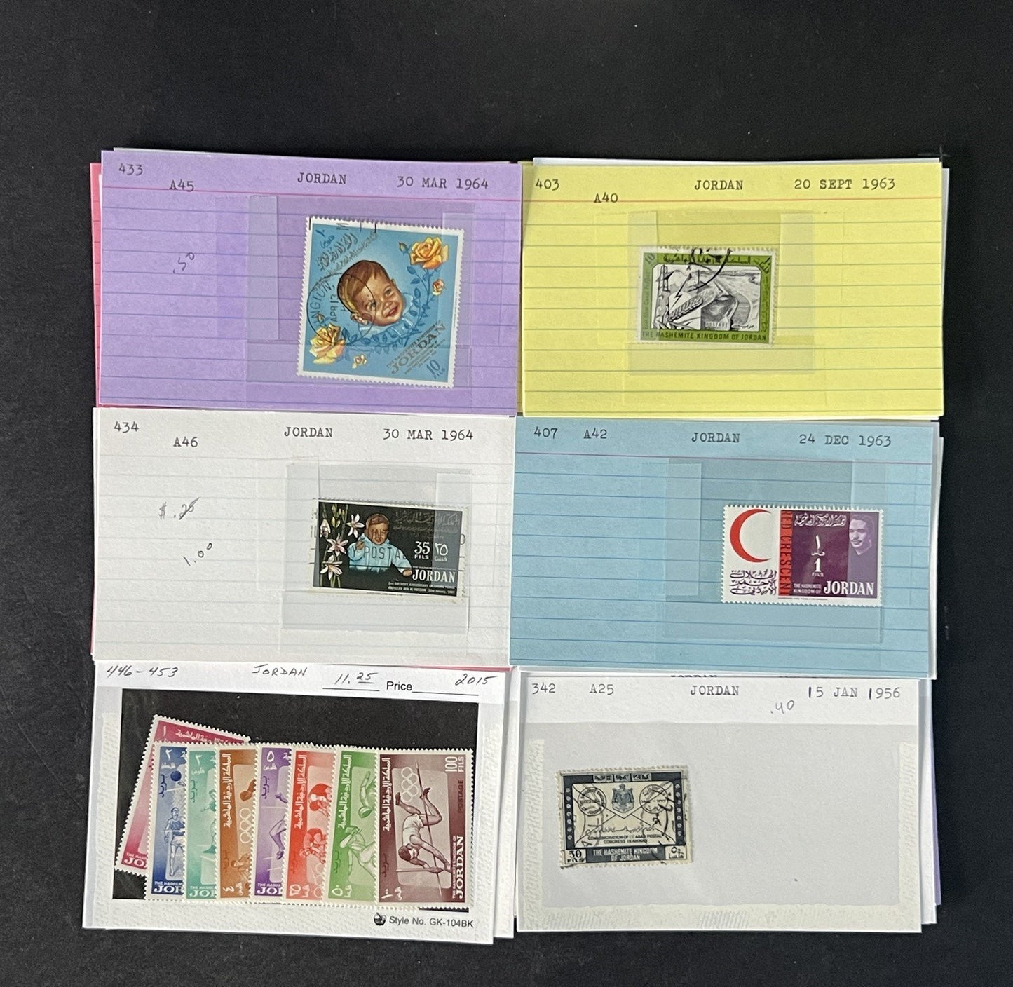 Jordan Stamp Collection on Dealer Cards $154 Catalog Value ZAYIX 0825CB14563