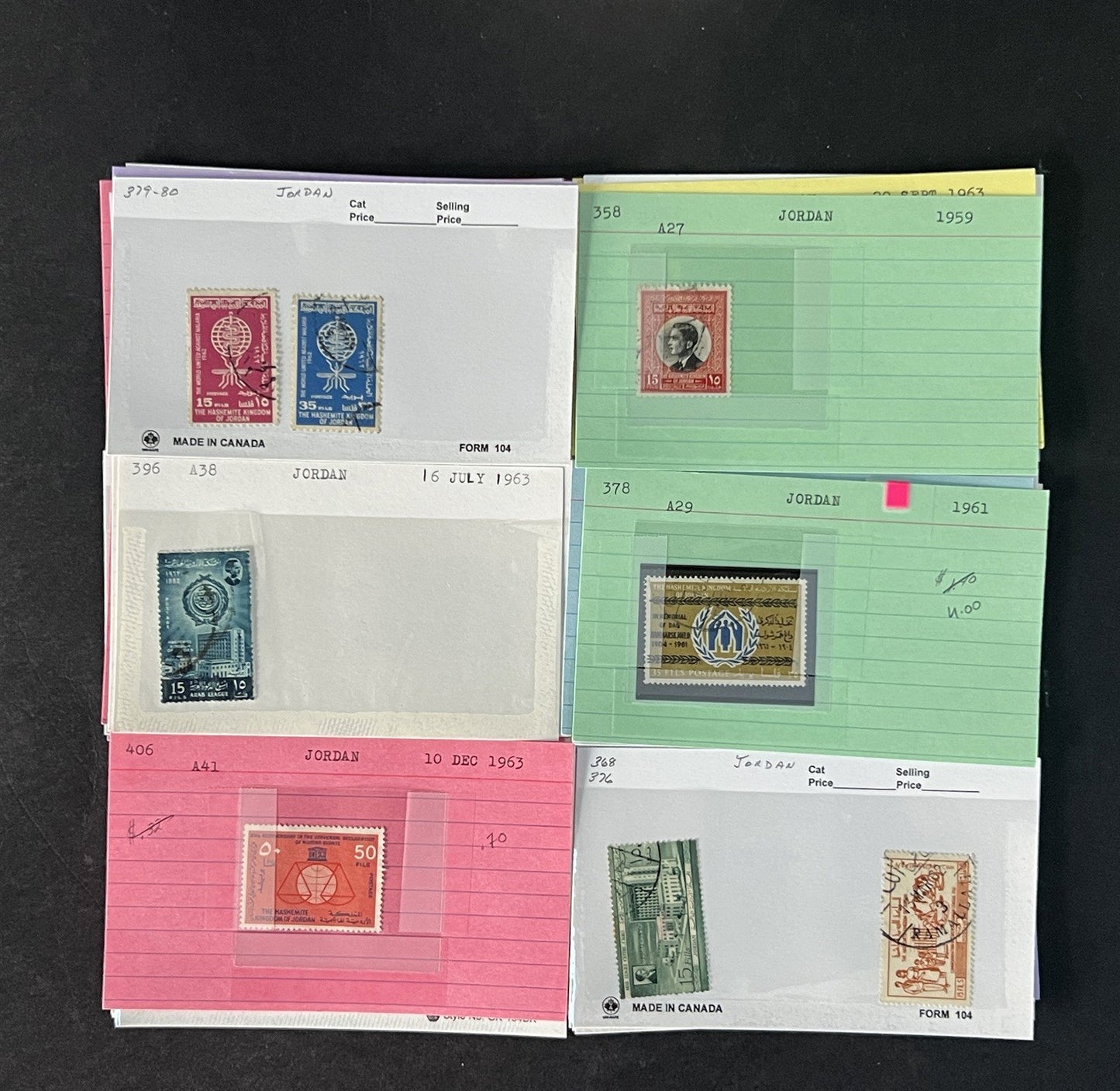 Jordan Stamp Collection on Dealer Cards $154 Catalog Value ZAYIX 0825CB14563