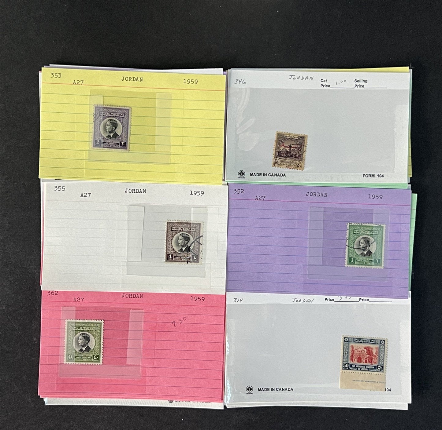 Jordan Stamp Collection on Dealer Cards $154 Catalog Value ZAYIX 0825CB14563