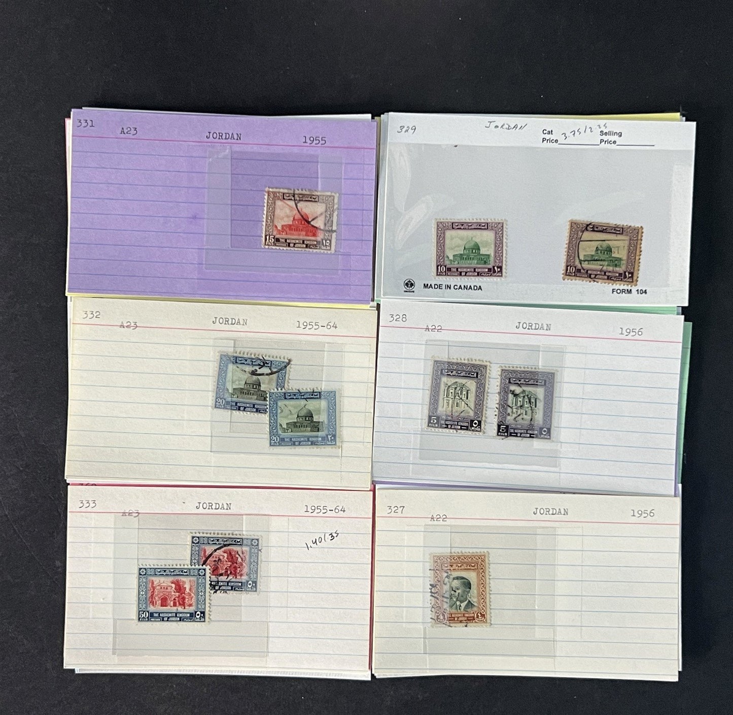 Jordan Stamp Collection on Dealer Cards $154 Catalog Value ZAYIX 0825CB14563