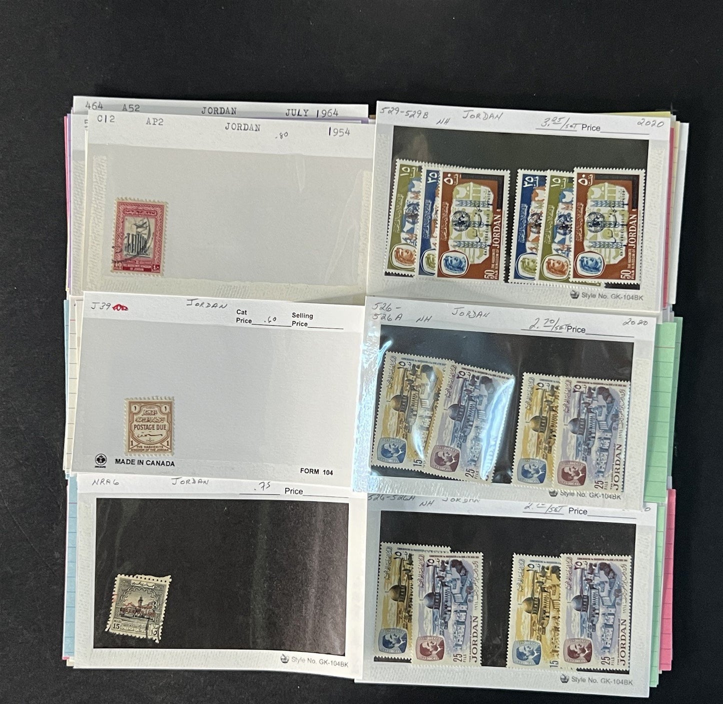 Jordan Stamp Collection on Dealer Cards $154 Catalog Value ZAYIX 0825CB14563