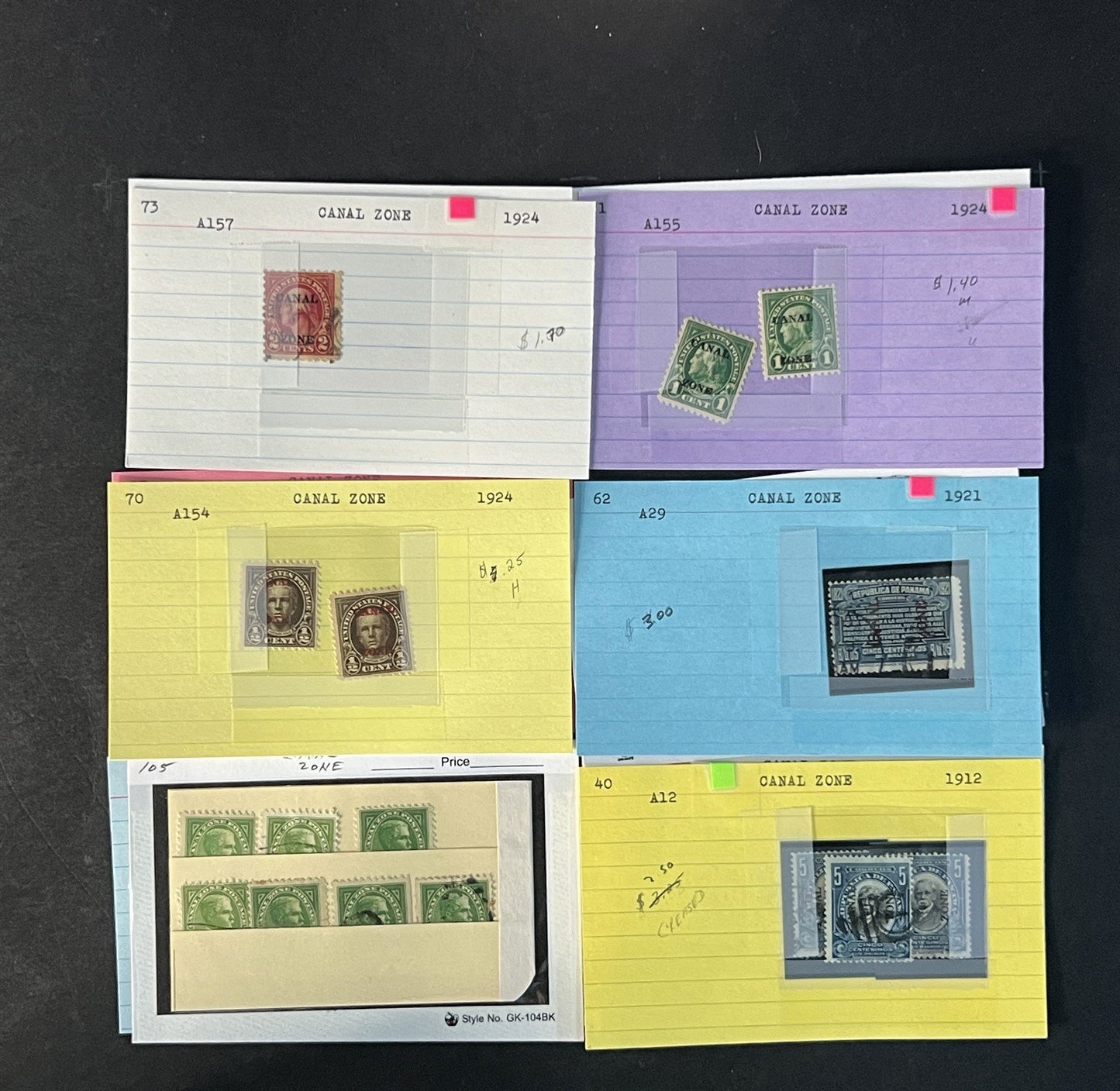 Canal Zone Stamp Collection on Dealer Cards $83 Catalog Value ZAYIX 0825CB14564