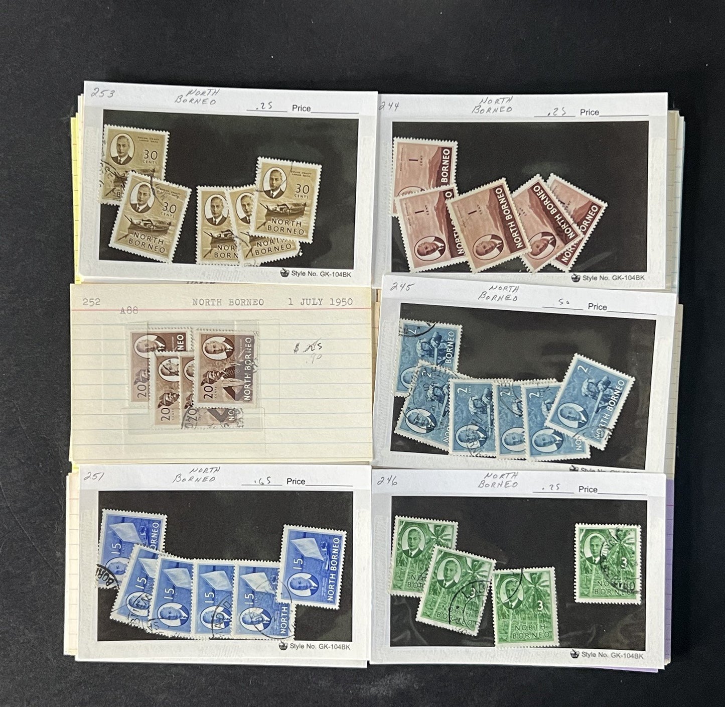 North Borneo Stamp Collection on Dealer Cards $234 Cat Value ZAYIX 0825CB14568