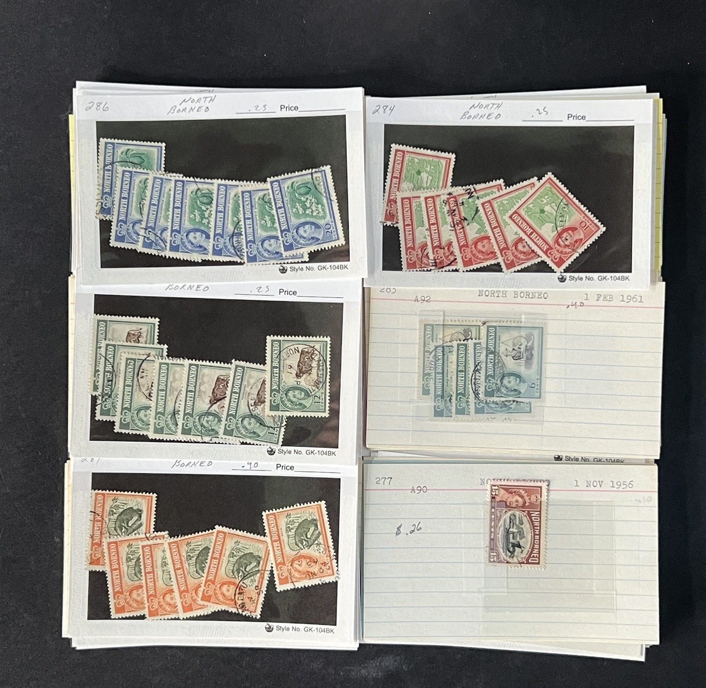 North Borneo Stamp Collection on Dealer Cards $234 Cat Value ZAYIX 0825CB14568