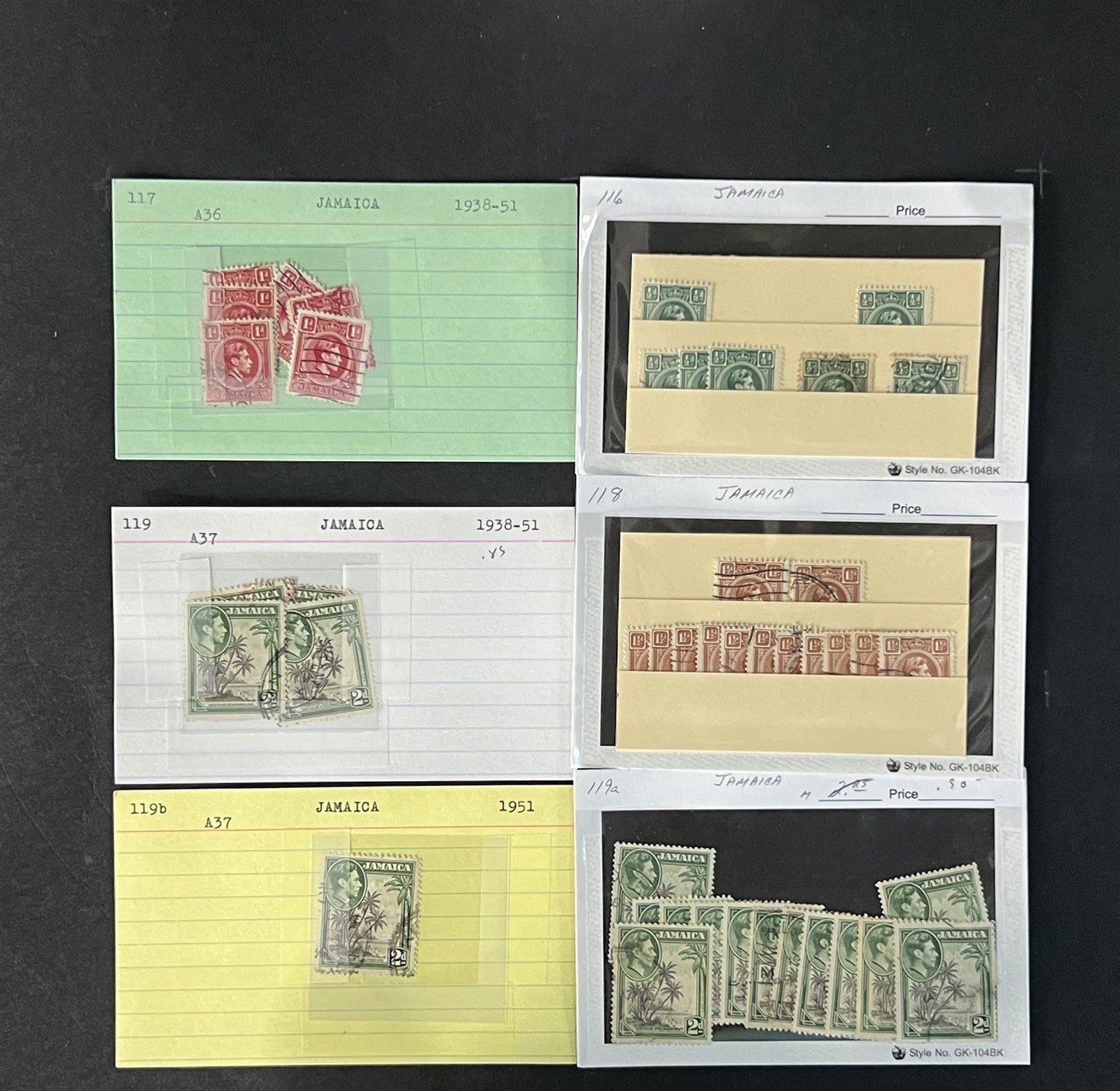 Jamaica Stamp Collection on Dealer Cards $442 Catalog Value ZAYIX 0825CB14569