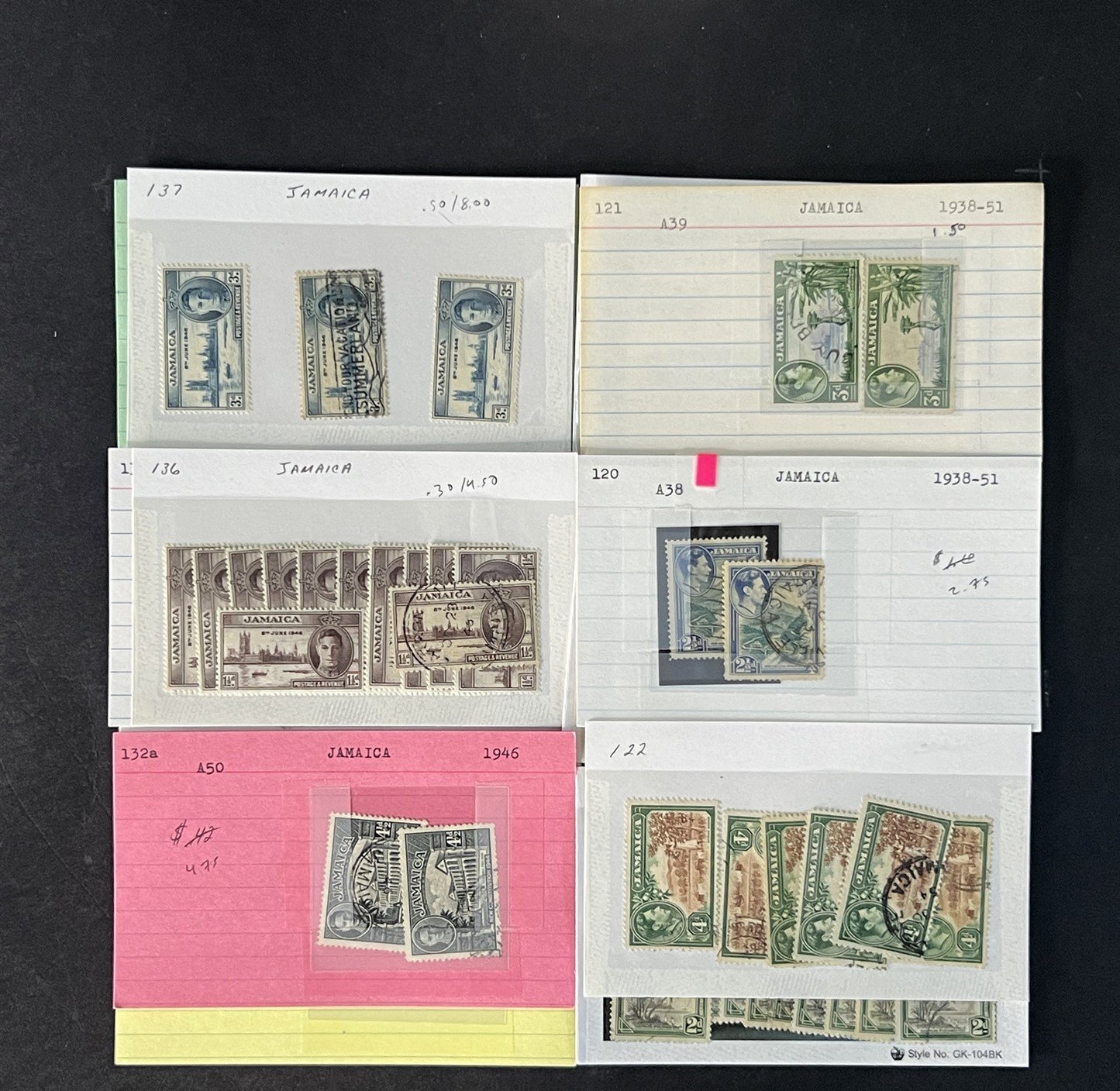 Jamaica Stamp Collection on Dealer Cards $442 Catalog Value ZAYIX 0825CB14569