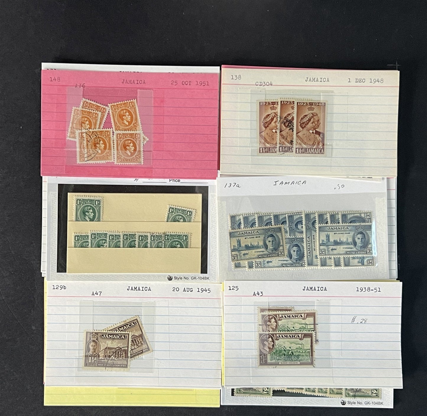 Jamaica Stamp Collection on Dealer Cards $442 Catalog Value ZAYIX 0825CB14569