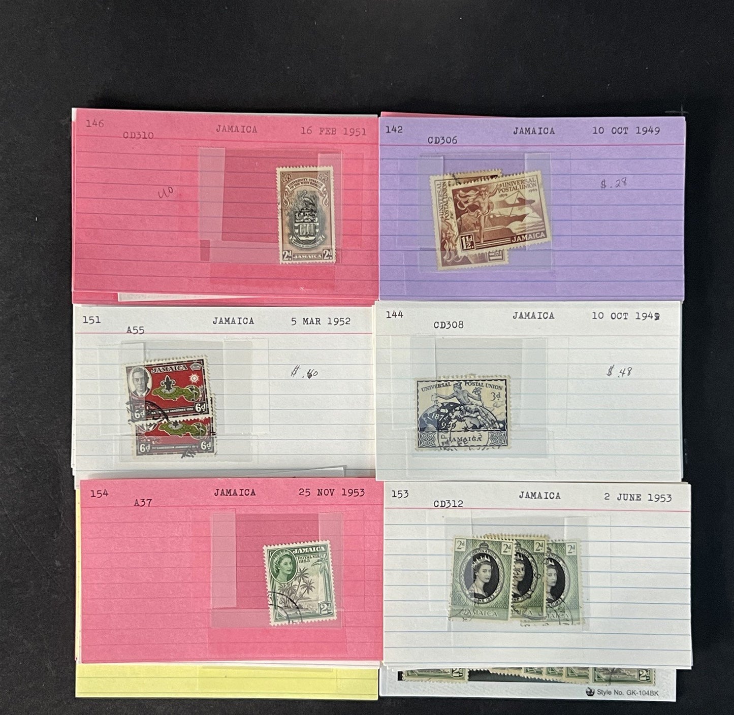Jamaica Stamp Collection on Dealer Cards $442 Catalog Value ZAYIX 0825CB14569