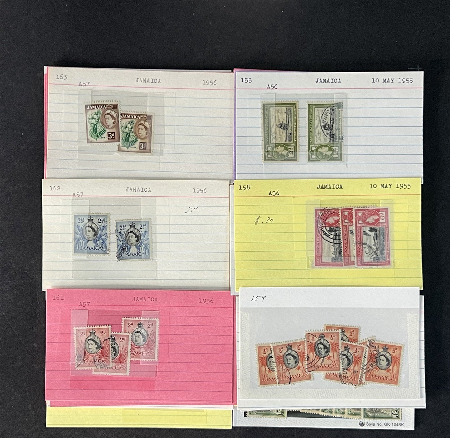 Jamaica Stamp Collection on Dealer Cards $442 Catalog Value ZAYIX 0825CB14569