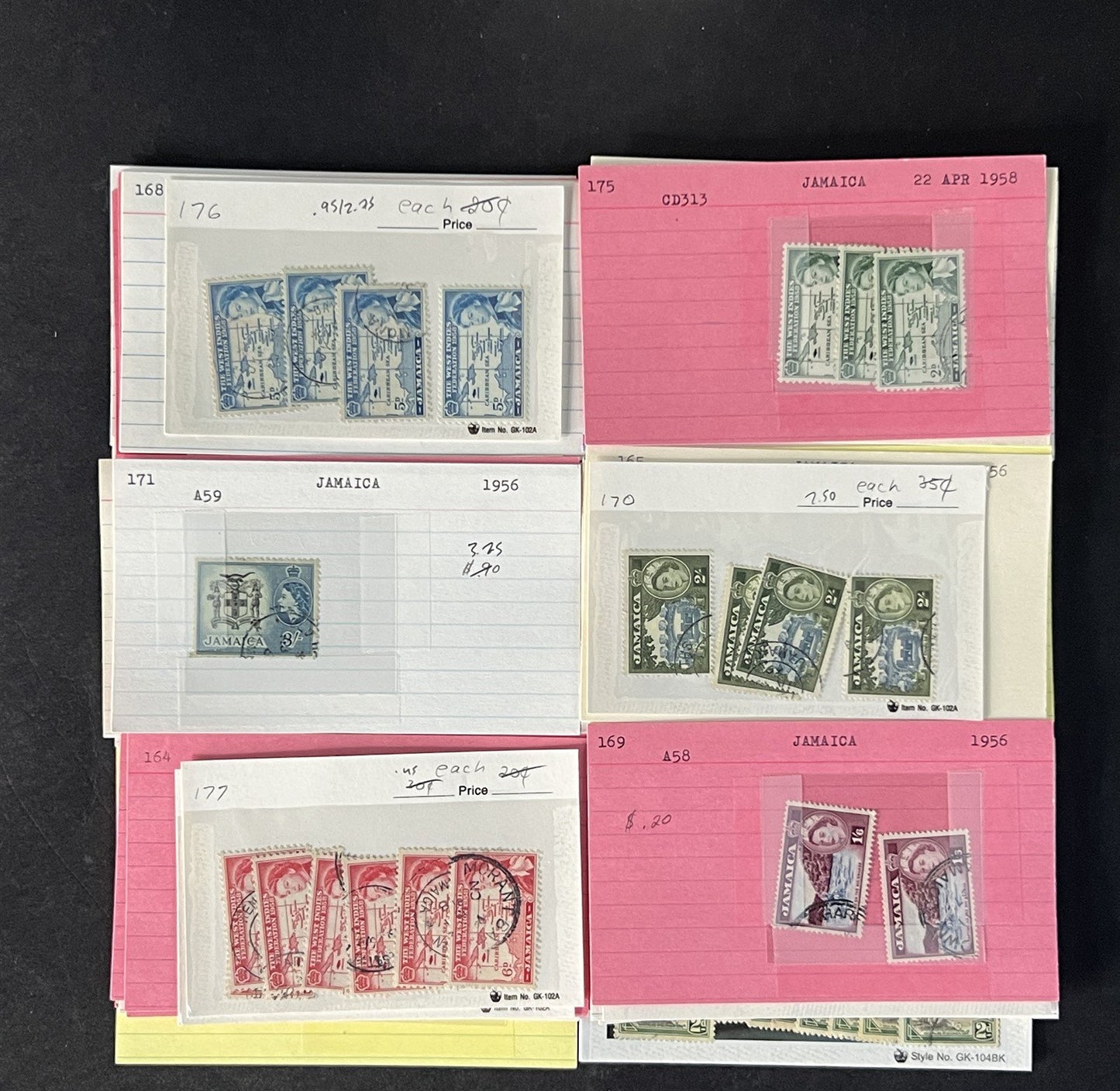 Jamaica Stamp Collection on Dealer Cards $442 Catalog Value ZAYIX 0825CB14569