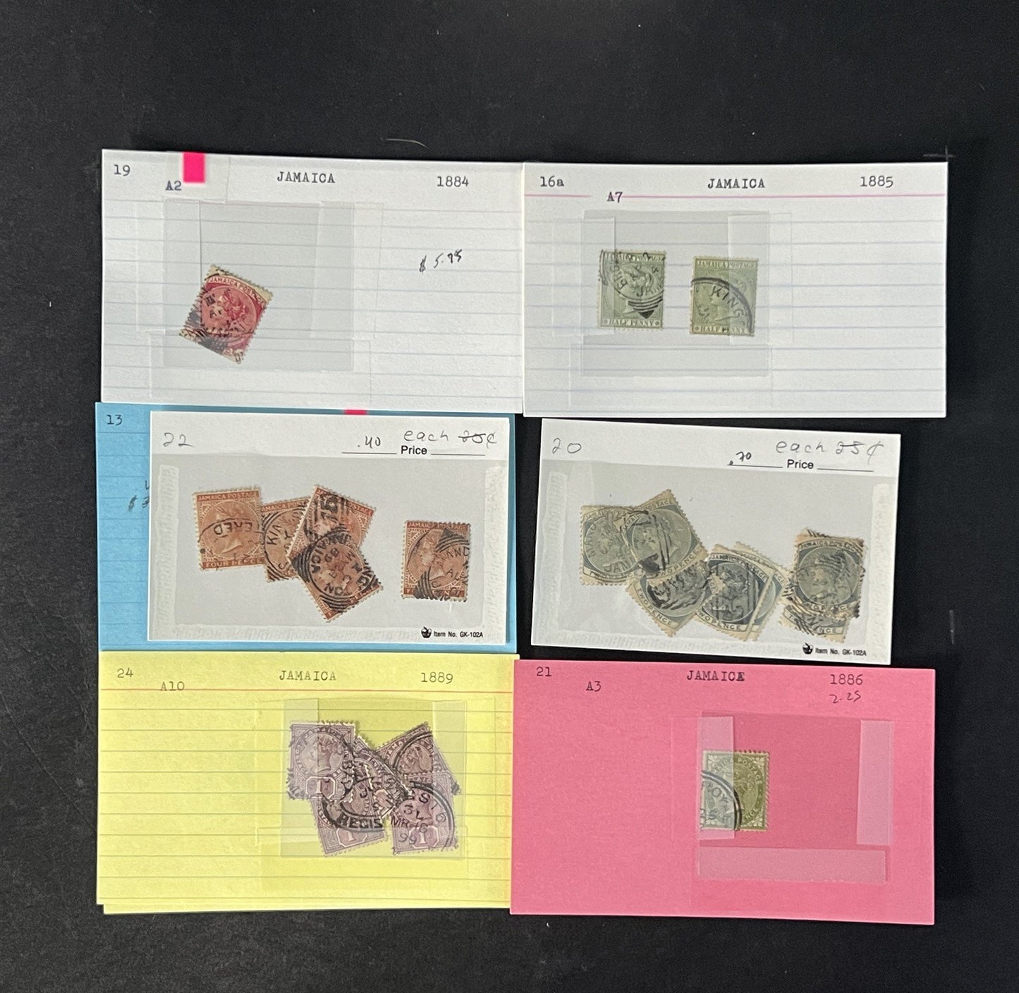 Jamaica Stamp Collection on Dealer Cards $442 Catalog Value ZAYIX 0825CB14569
