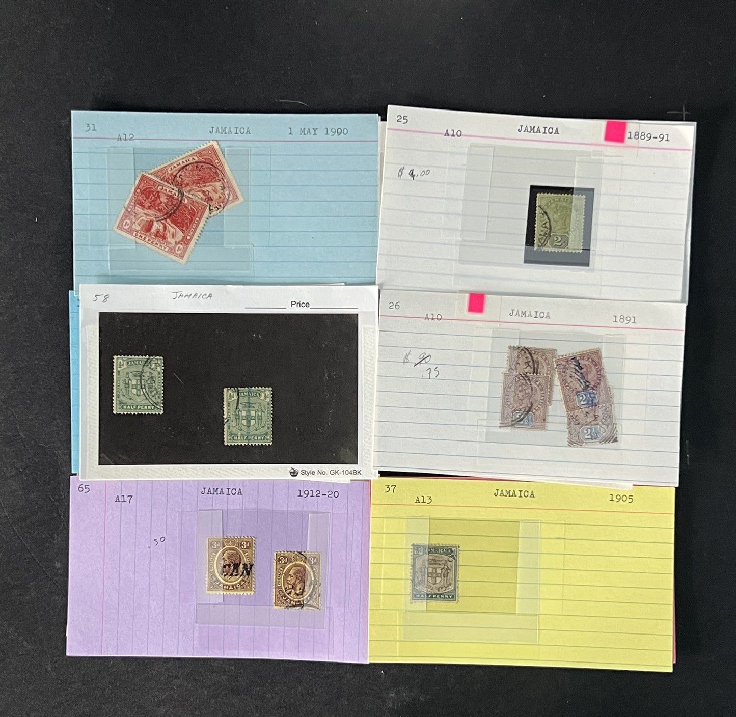 Jamaica Stamp Collection on Dealer Cards $442 Catalog Value ZAYIX 0825CB14569