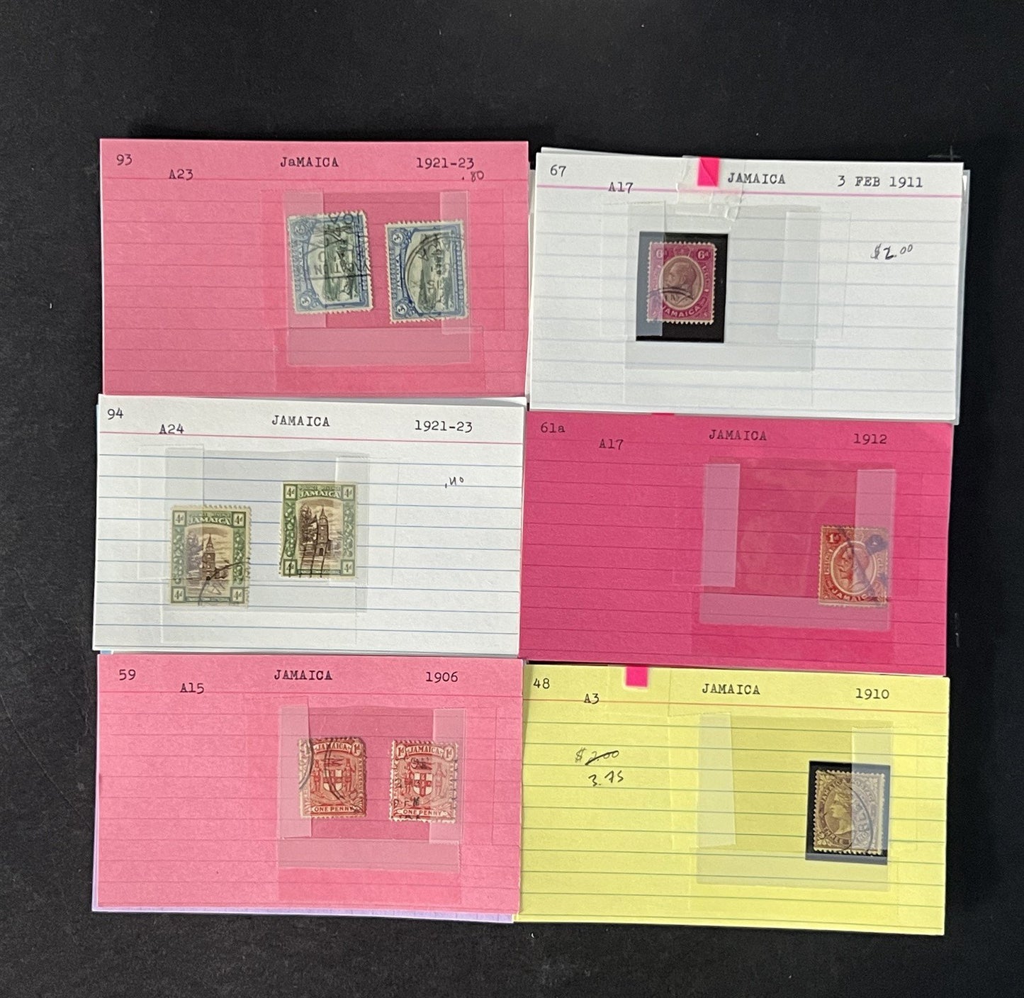 Jamaica Stamp Collection on Dealer Cards $442 Catalog Value ZAYIX 0825CB14569