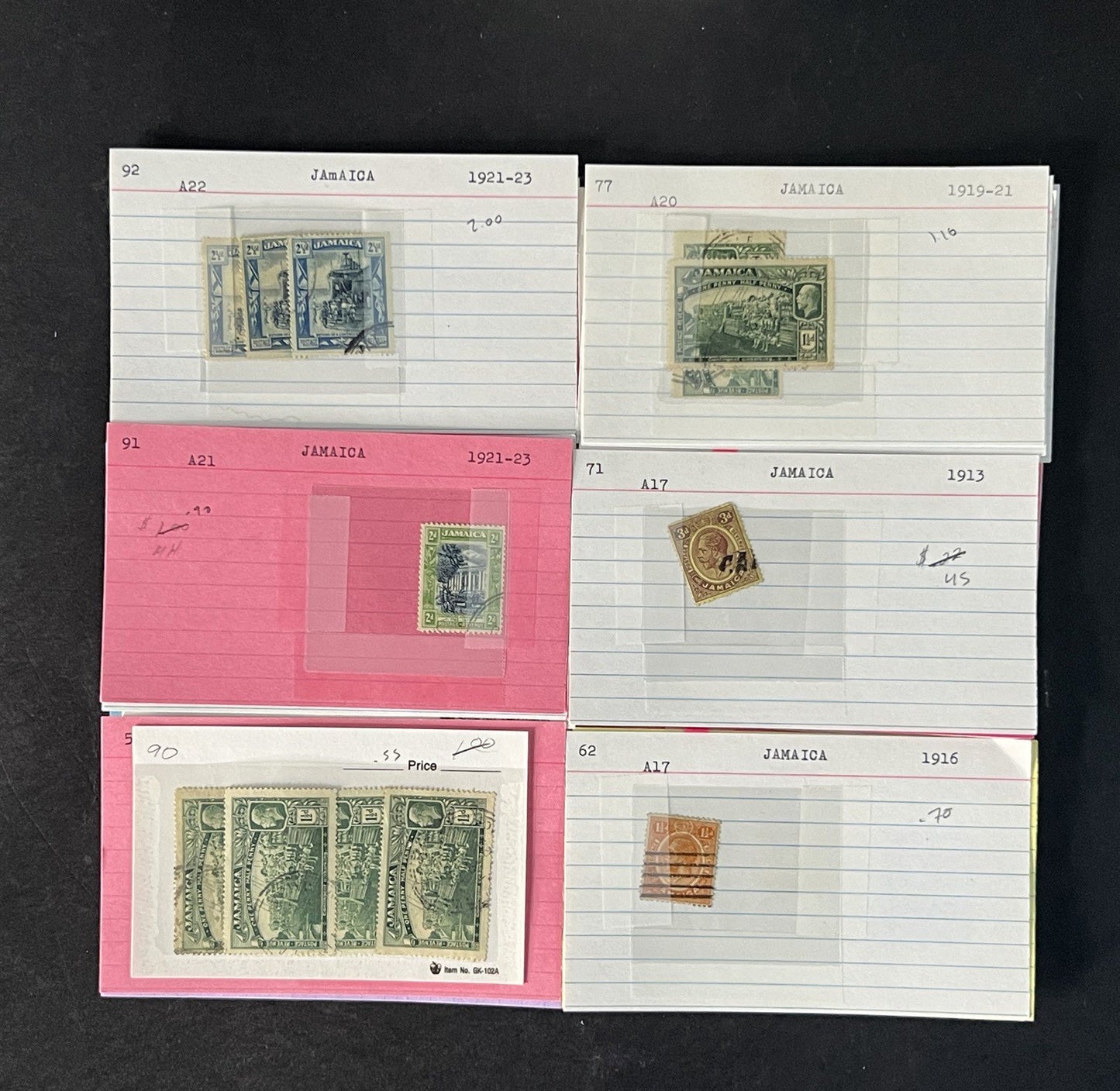 Jamaica Stamp Collection on Dealer Cards $442 Catalog Value ZAYIX 0825CB14569