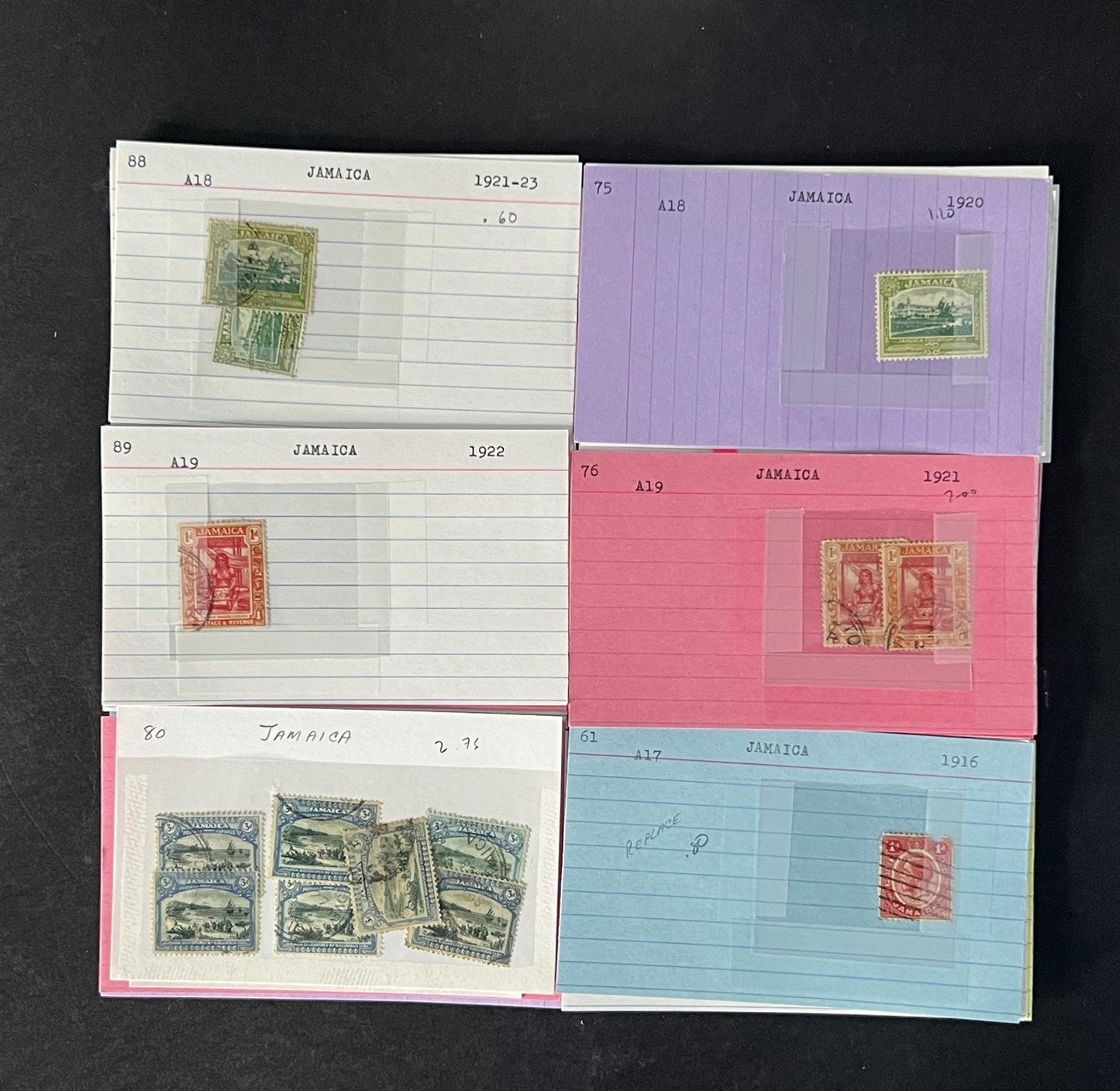 Jamaica Stamp Collection on Dealer Cards $442 Catalog Value ZAYIX 0825CB14569