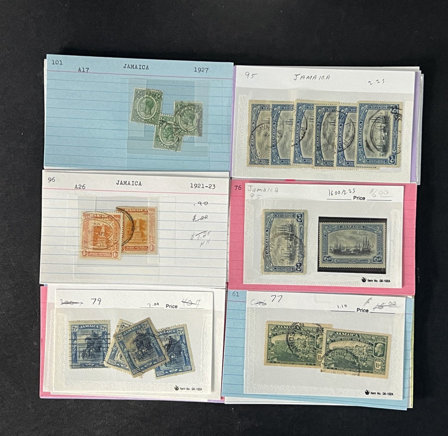 Jamaica Stamp Collection on Dealer Cards $442 Catalog Value ZAYIX 0825CB14569