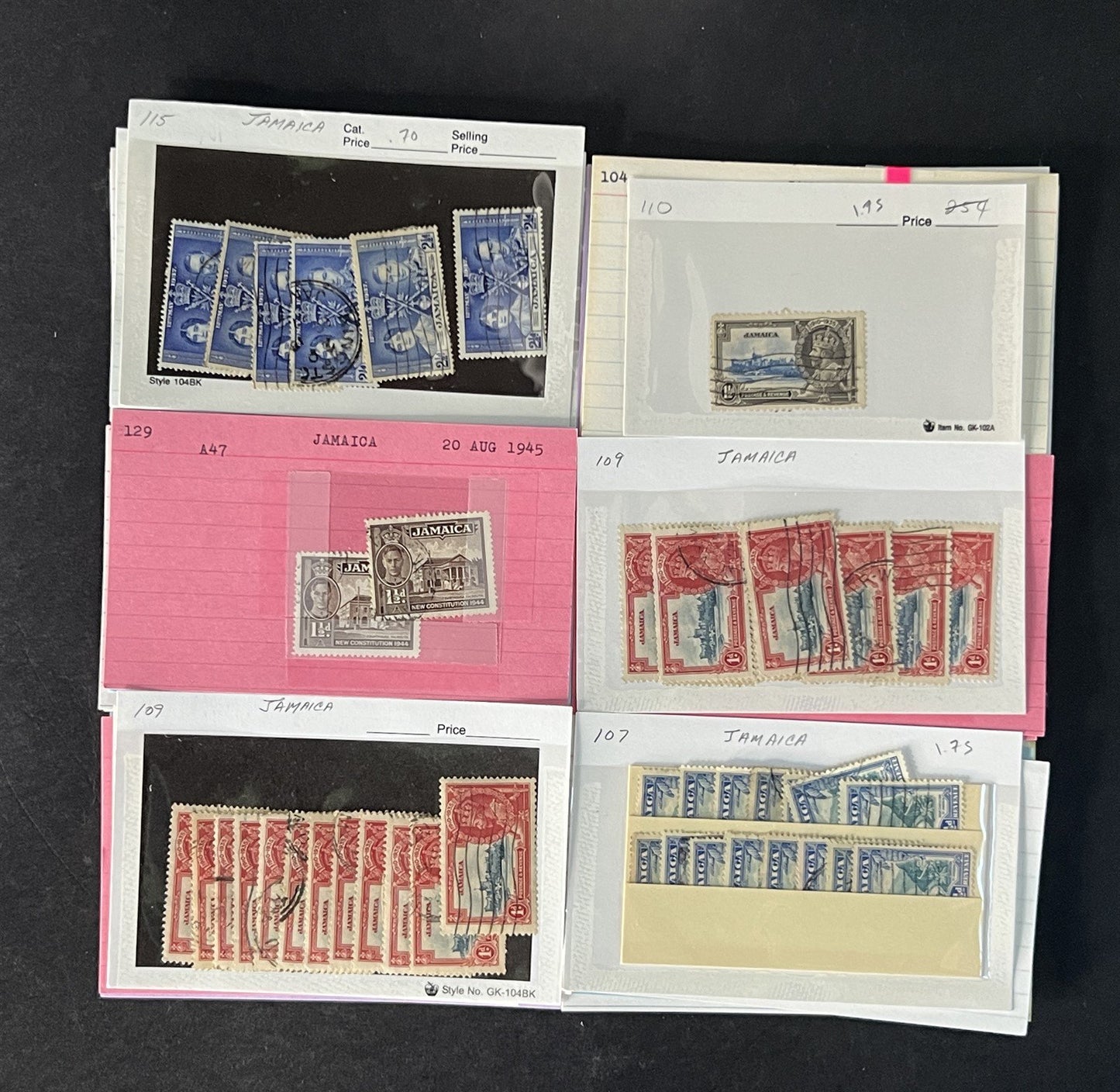 Jamaica Stamp Collection on Dealer Cards $442 Catalog Value ZAYIX 0825CB14569