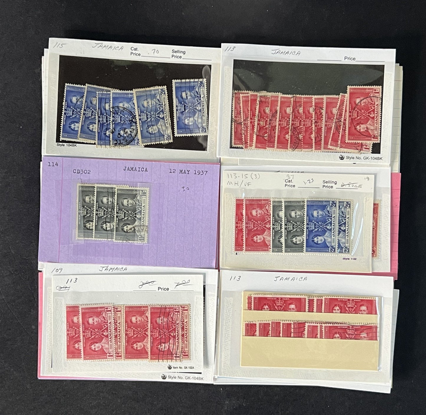 Jamaica Stamp Collection on Dealer Cards $442 Catalog Value ZAYIX 0825CB14569