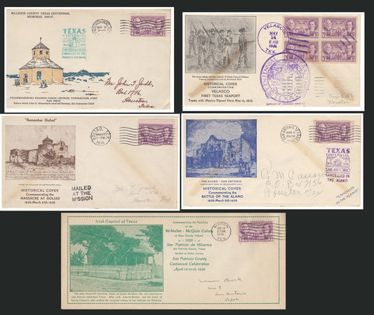 Texas Centennial Covers Collection Goliad, Velasco, Alamo ZAYIX 0825JG4571