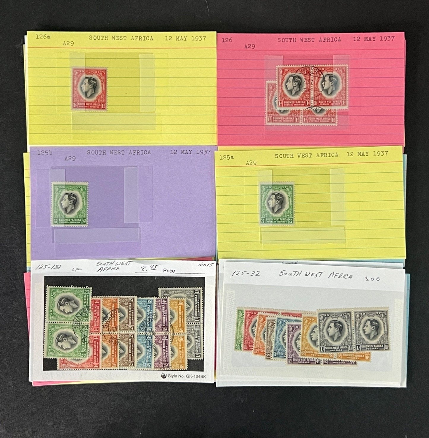 South West Africa Stamp Collection on Dealer Cards $217 CV ZAYIX 0825CB514610