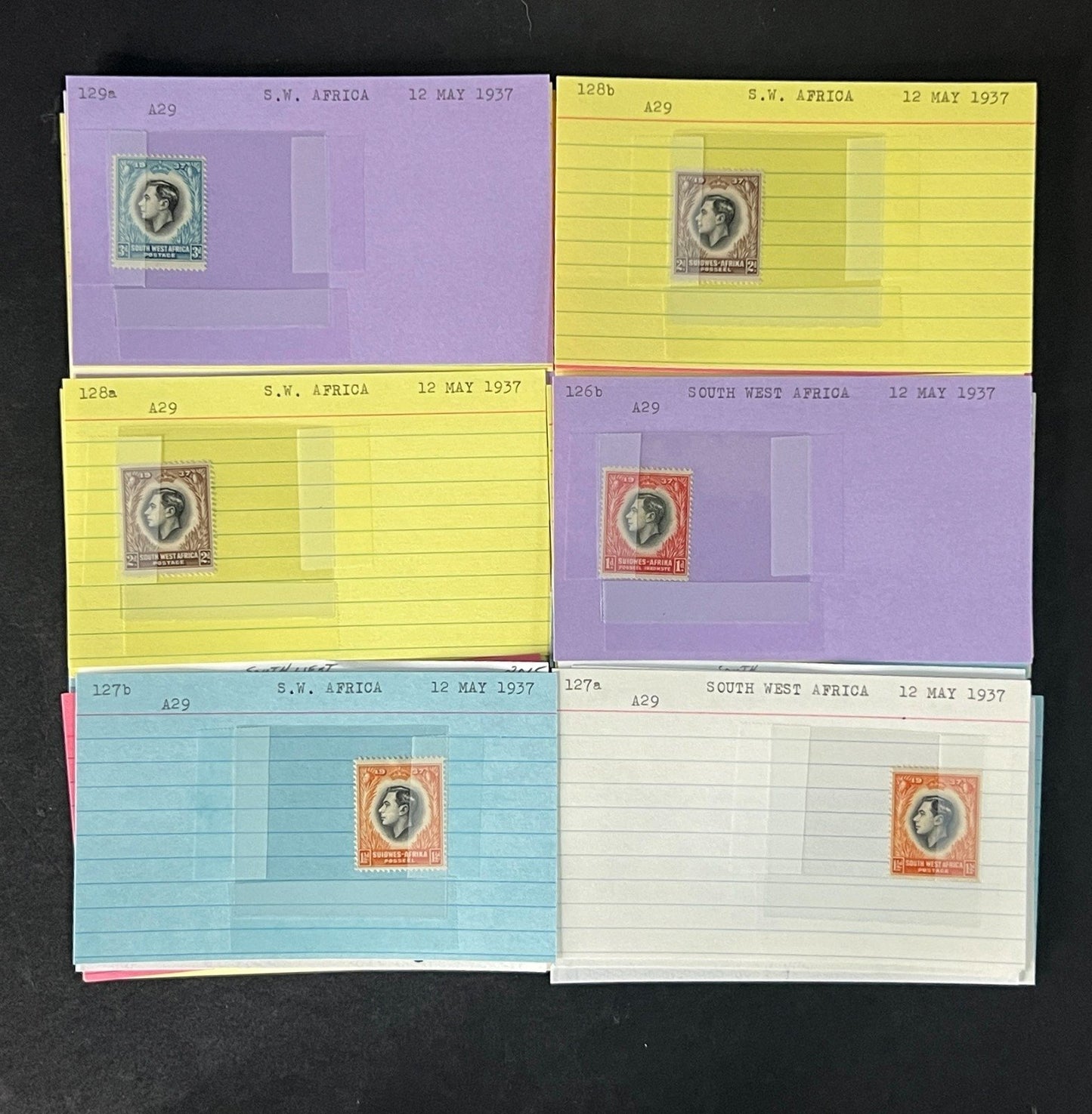 South West Africa Stamp Collection on Dealer Cards $217 CV ZAYIX 0825CB514610