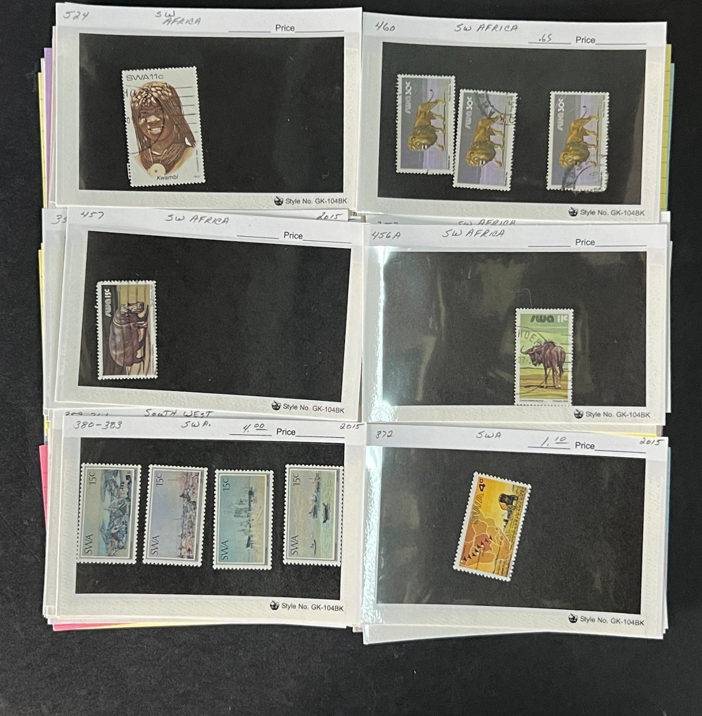 South West Africa Stamp Collection on Dealer Cards $217 CV ZAYIX 0825CB514610