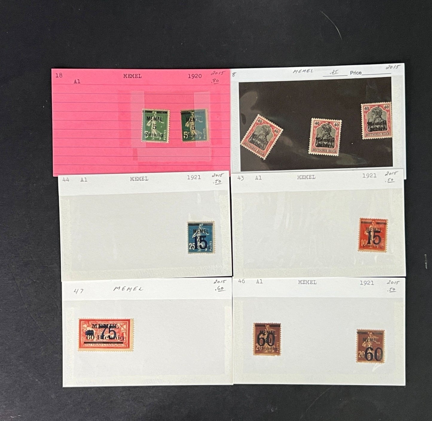 Memel Stamp Collection on Dealer Cards $79 CV ZAYIX 0825CB414612