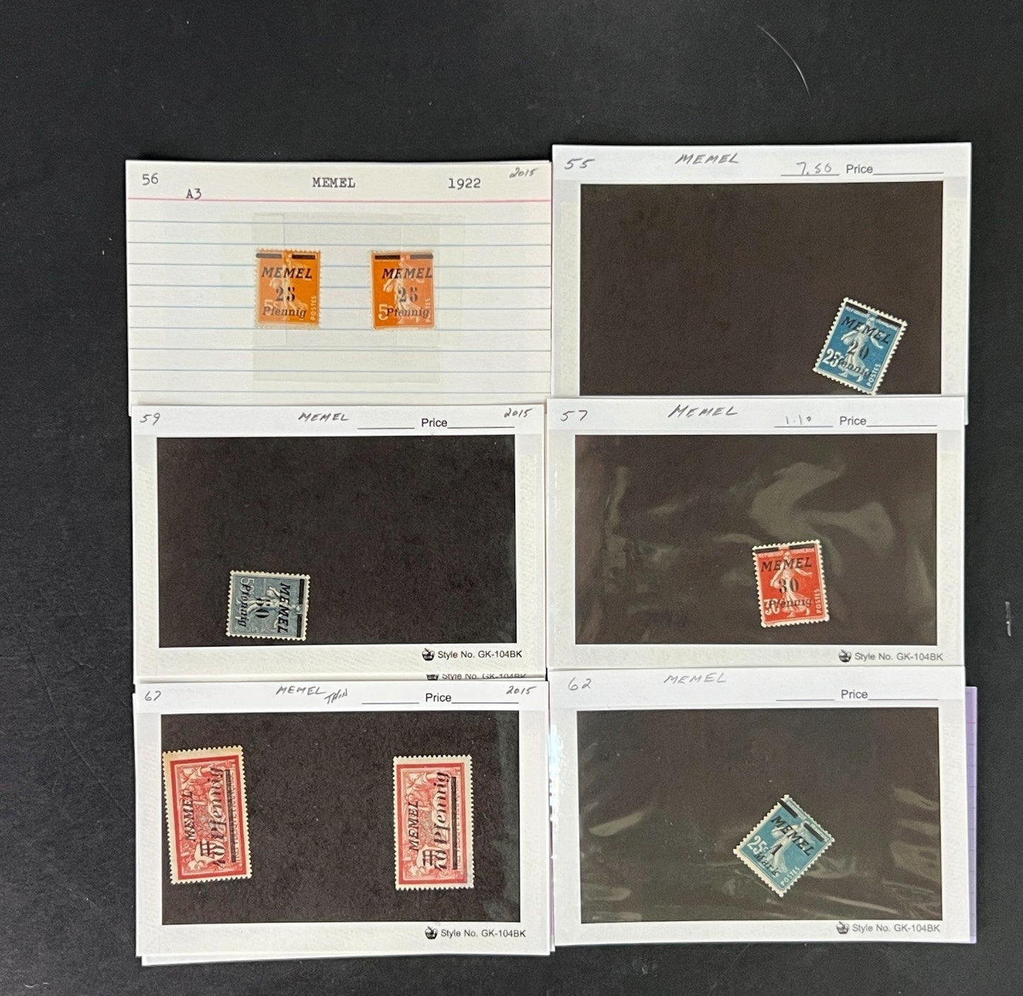 Memel Stamp Collection on Dealer Cards $79 CV ZAYIX 0825CB414612