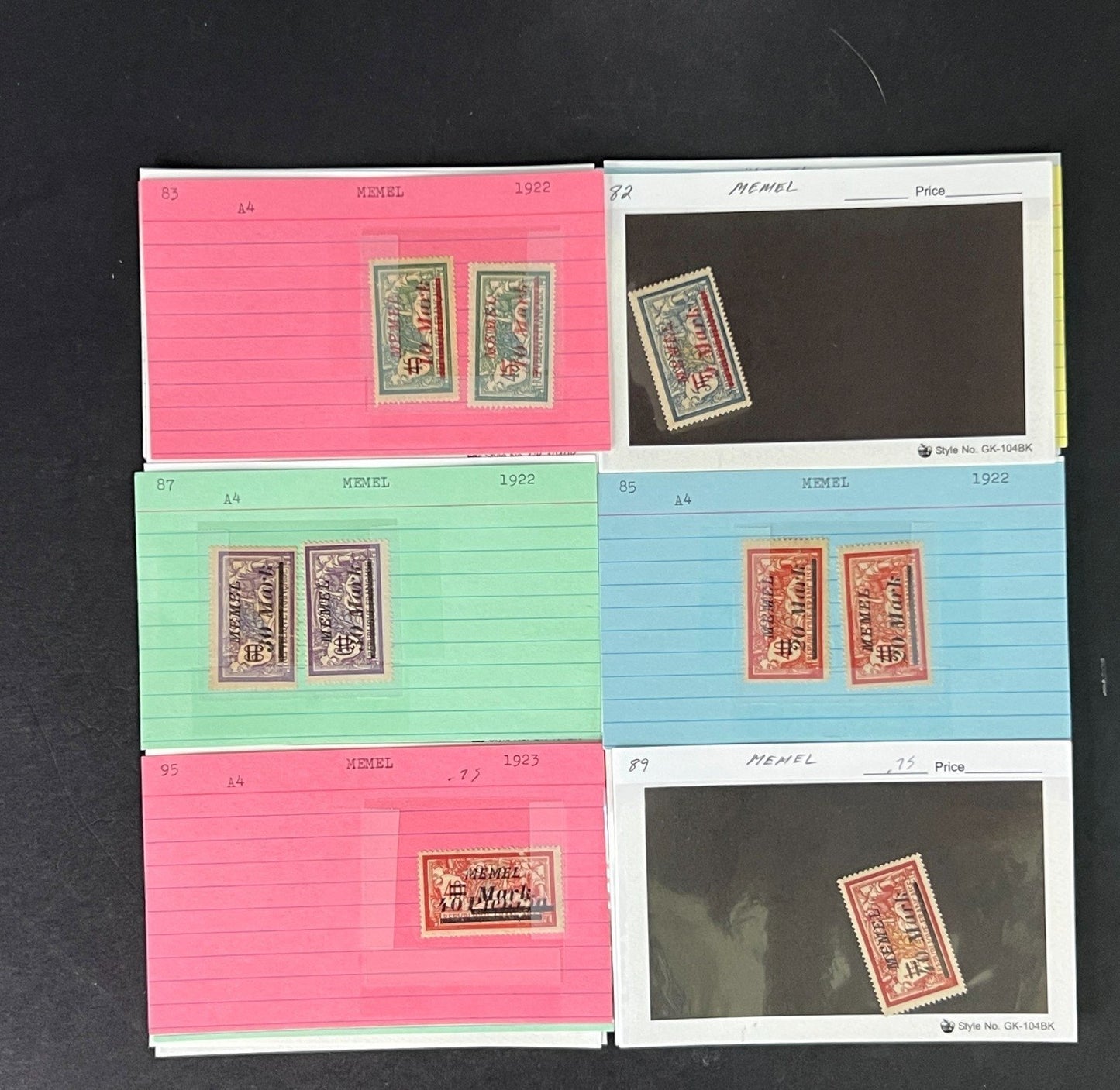 Memel Stamp Collection on Dealer Cards $79 CV ZAYIX 0825CB414612