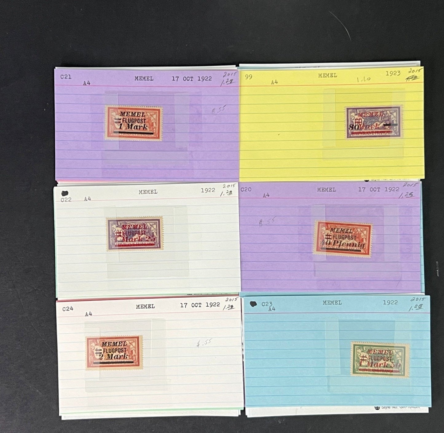 Memel Stamp Collection on Dealer Cards $79 CV ZAYIX 0825CB414612