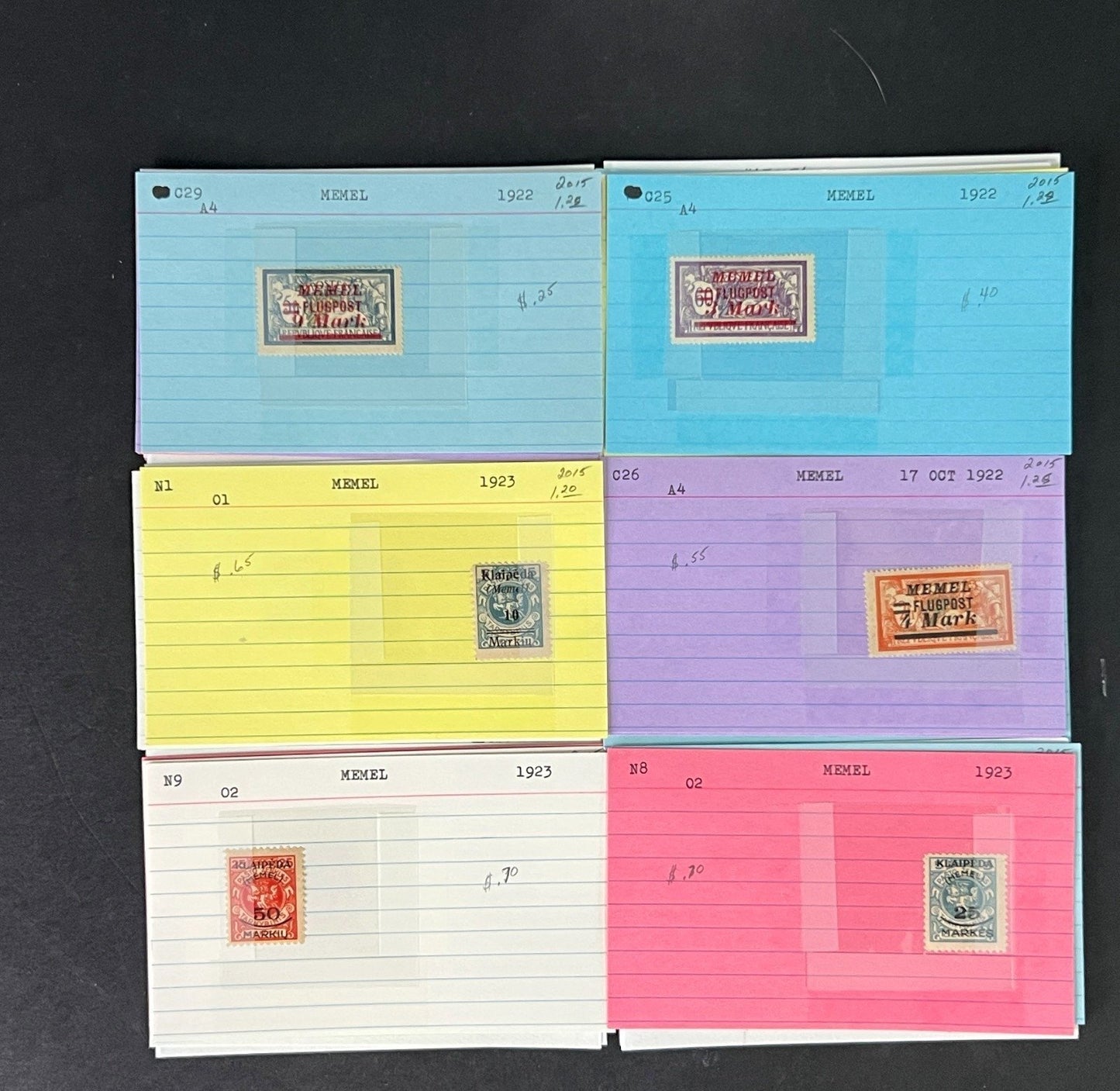 Memel Stamp Collection on Dealer Cards $79 CV ZAYIX 0825CB414612
