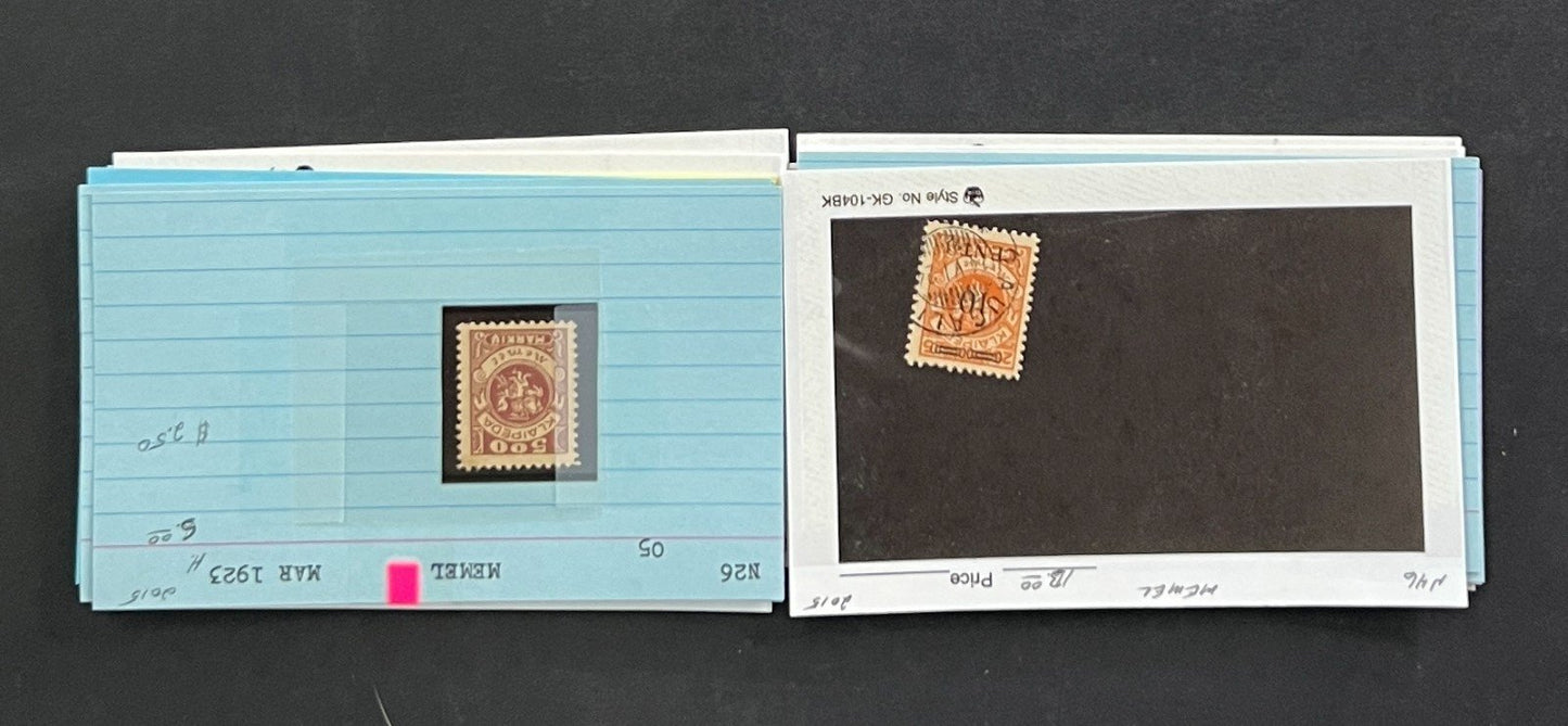 Memel Stamp Collection on Dealer Cards $79 CV ZAYIX 0825CB414612