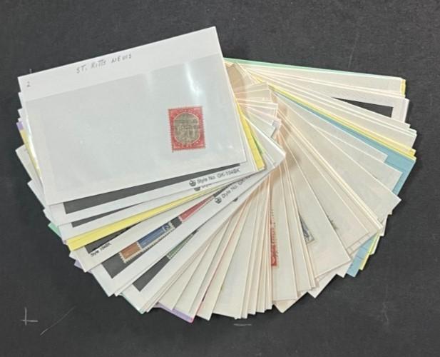 St. Kitts Nevis Stamp Collection on Dealer Cards $112 CV ZAYIX 0825CB514611