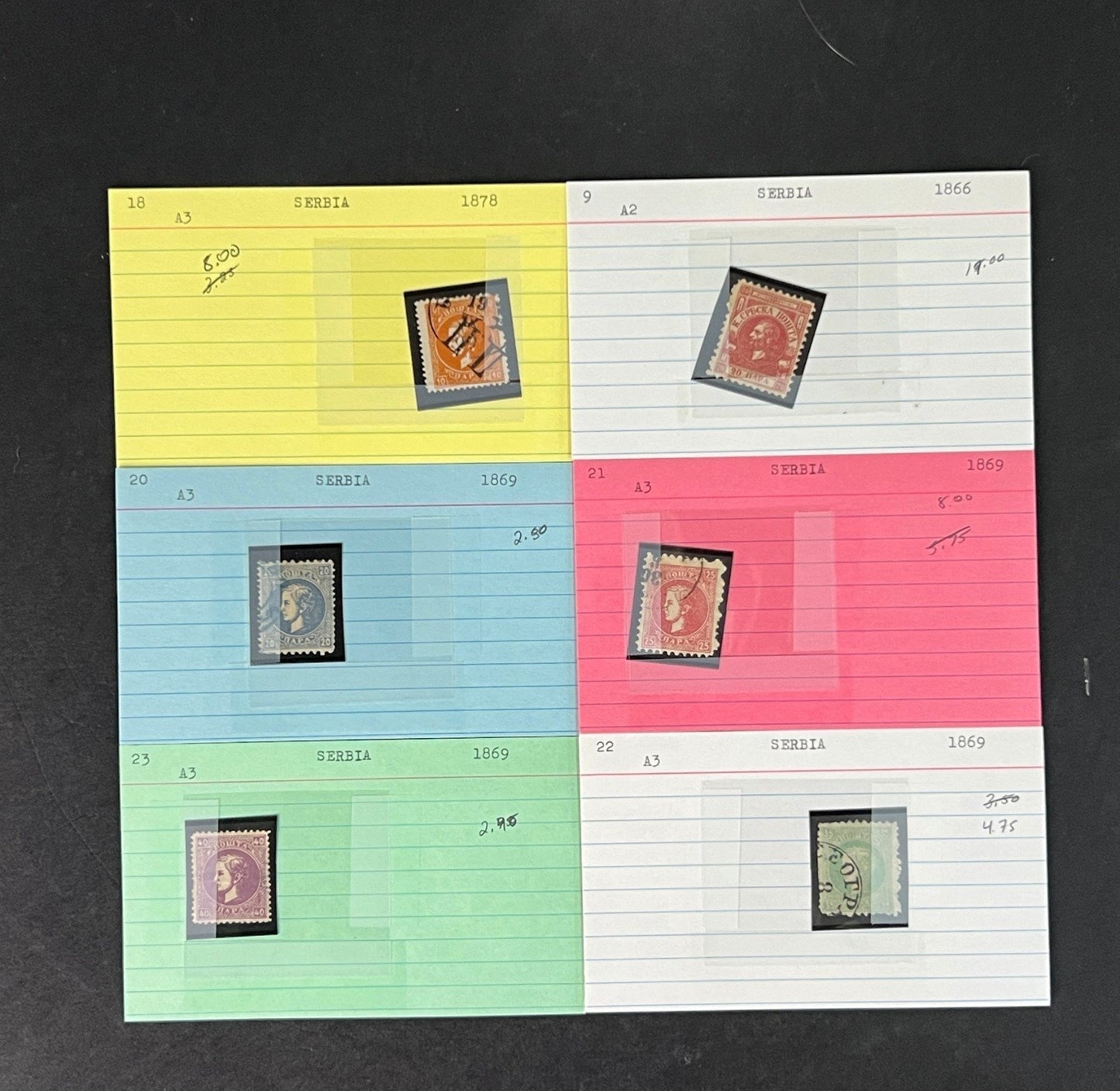 Serbia Stamp Collection on Dealer Cards $164 CV ZAYIX 0825CB414613