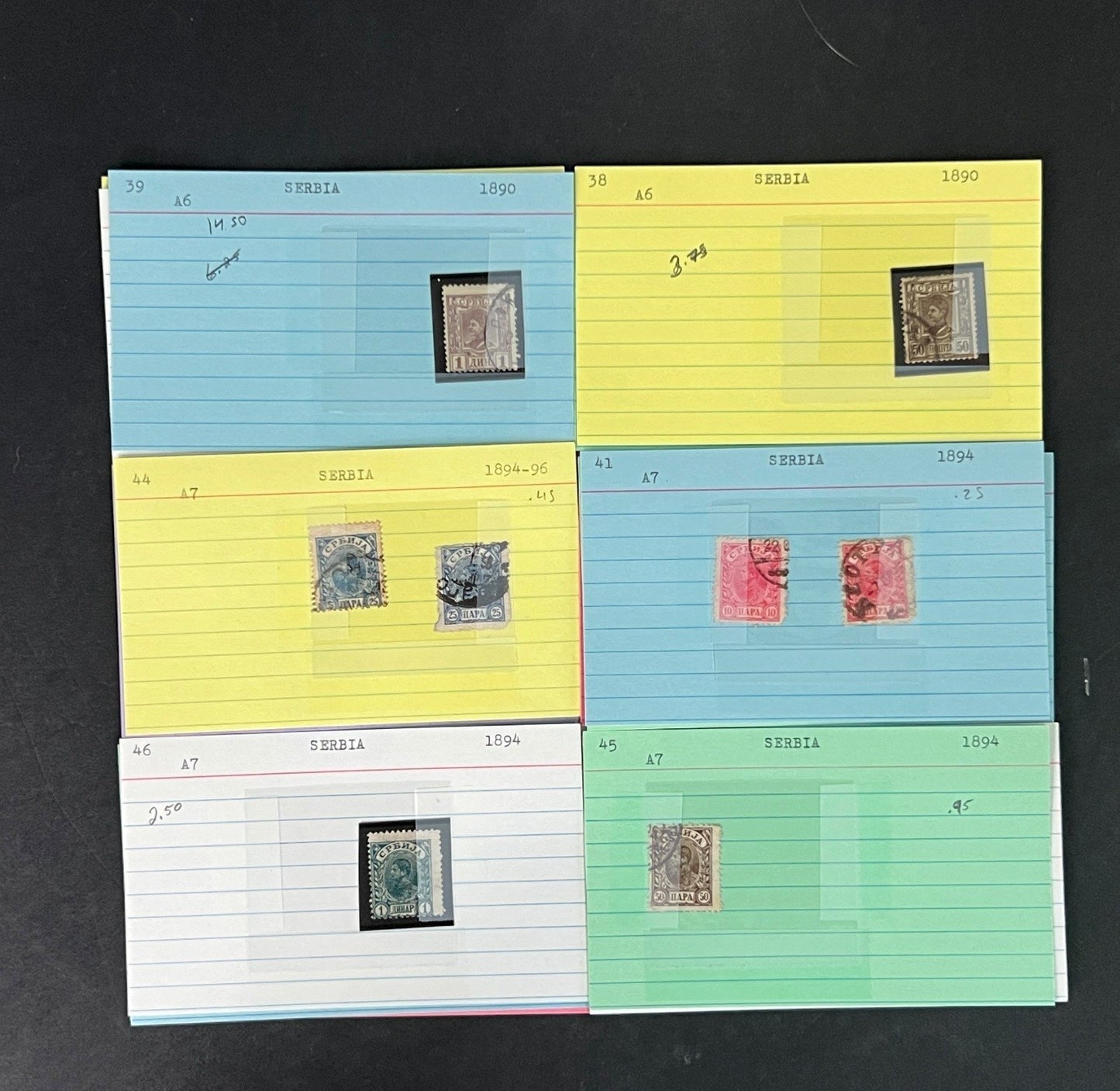 Serbia Stamp Collection on Dealer Cards $164 CV ZAYIX 0825CB414613