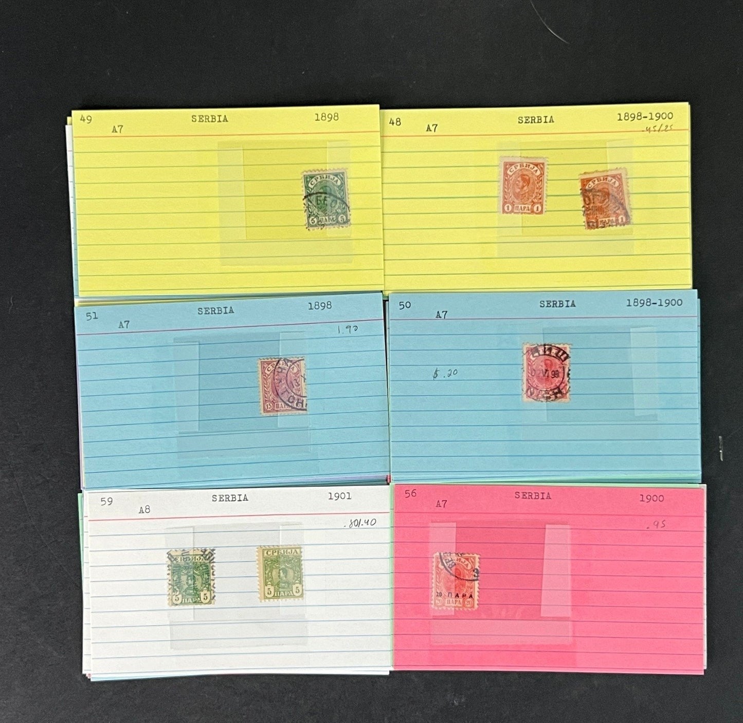 Serbia Stamp Collection on Dealer Cards $164 CV ZAYIX 0825CB414613