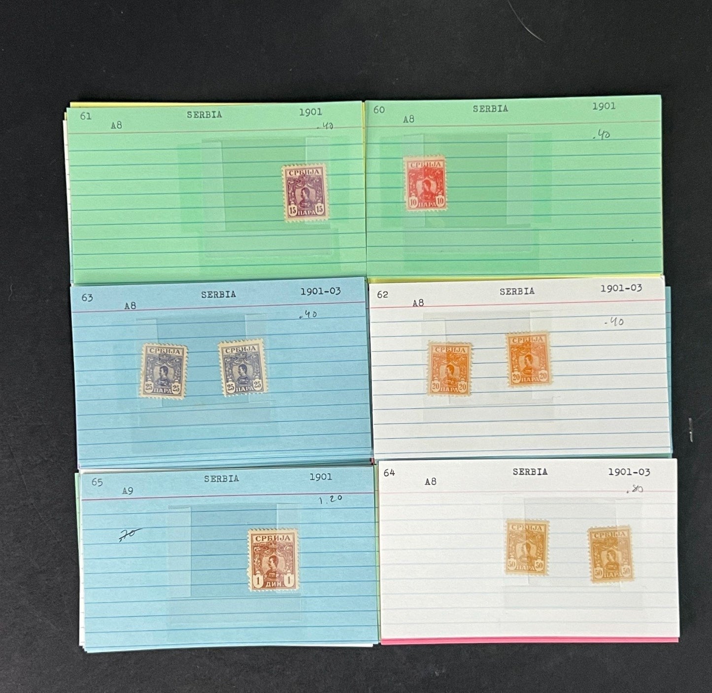 Serbia Stamp Collection on Dealer Cards $164 CV ZAYIX 0825CB414613