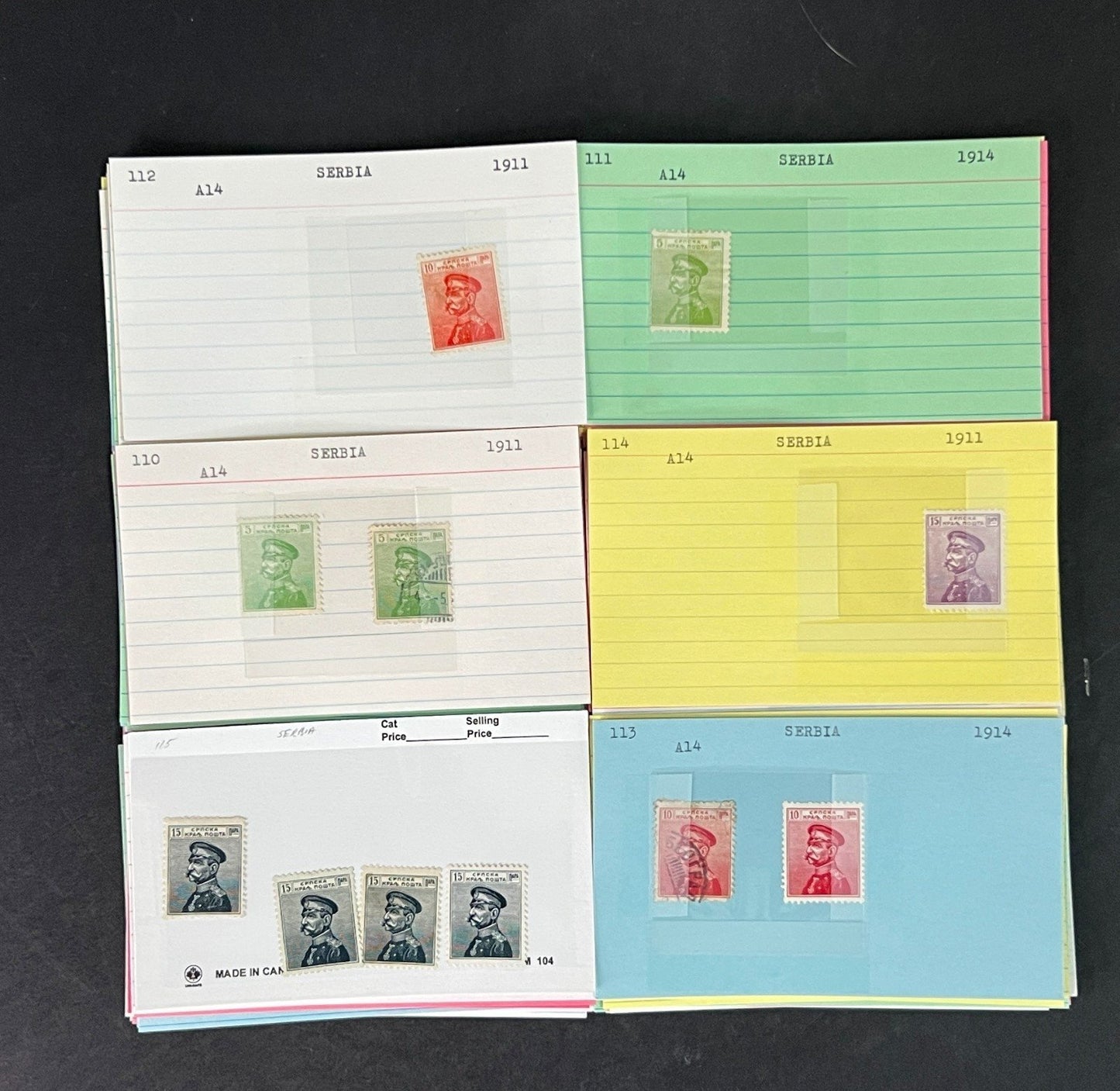 Serbia Stamp Collection on Dealer Cards $164 CV ZAYIX 0825CB414613