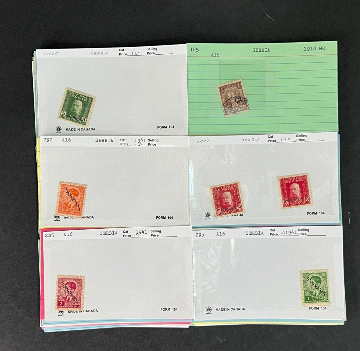 Serbia Stamp Collection on Dealer Cards $164 CV ZAYIX 0825CB414613