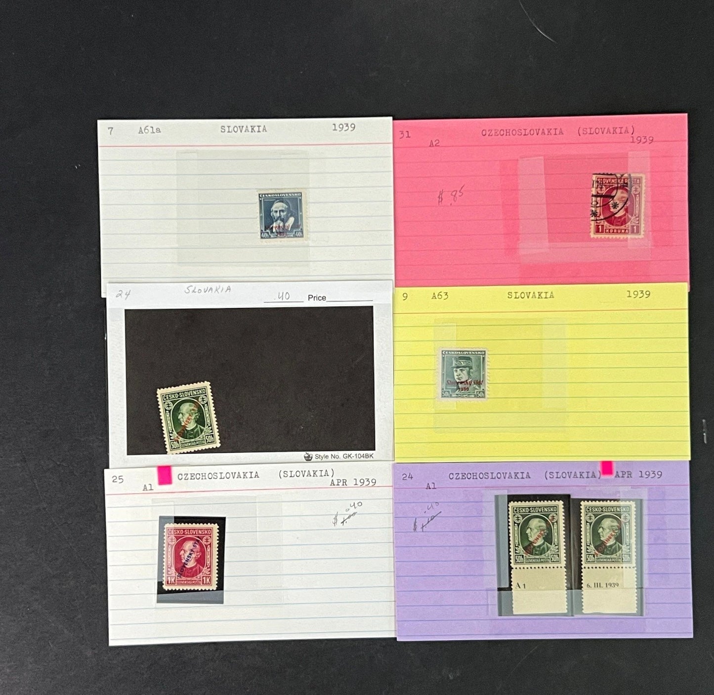 Slovakia Stamp Collection on Dealer Cards $46 CV ZAYIX 0825CB414615