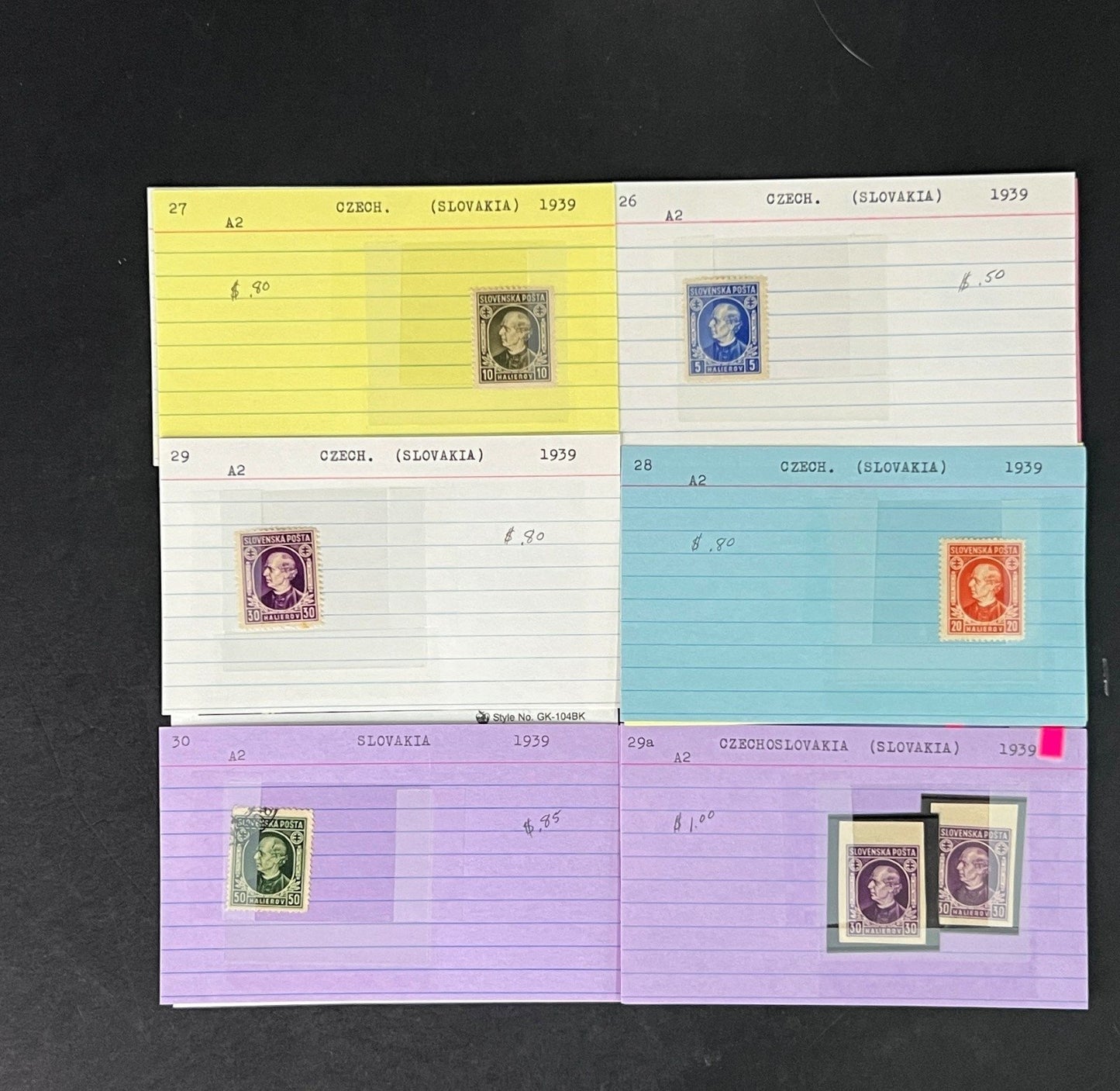 Slovakia Stamp Collection on Dealer Cards $46 CV ZAYIX 0825CB414615
