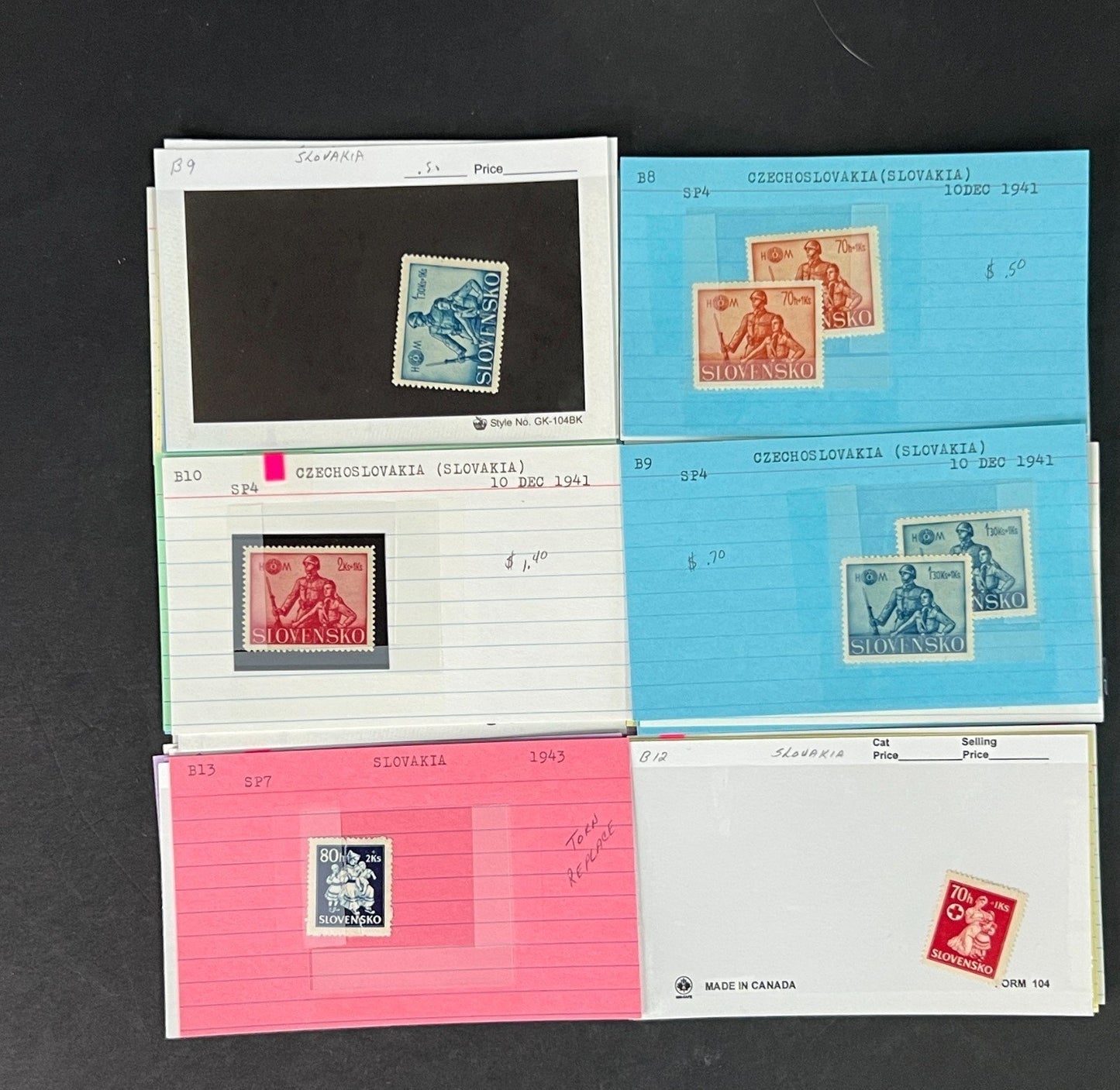 Slovakia Stamp Collection on Dealer Cards $46 CV ZAYIX 0825CB414615