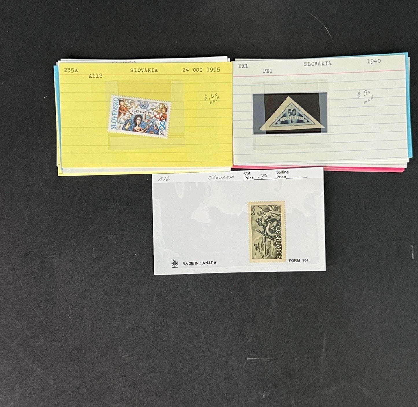 Slovakia Stamp Collection on Dealer Cards $46 CV ZAYIX 0825CB414615